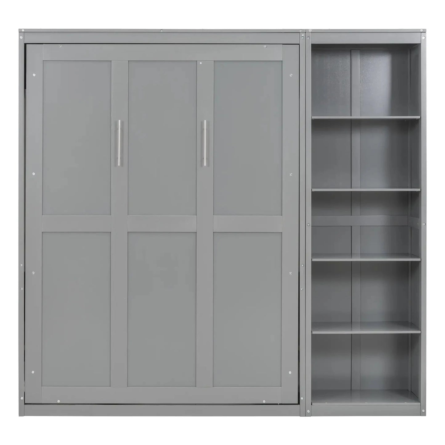 Aosom Murphy Wall Bed Full / Grey Murphy Wall Bed with Storage Shelves - Available in 2 Sizes and 2 Colours