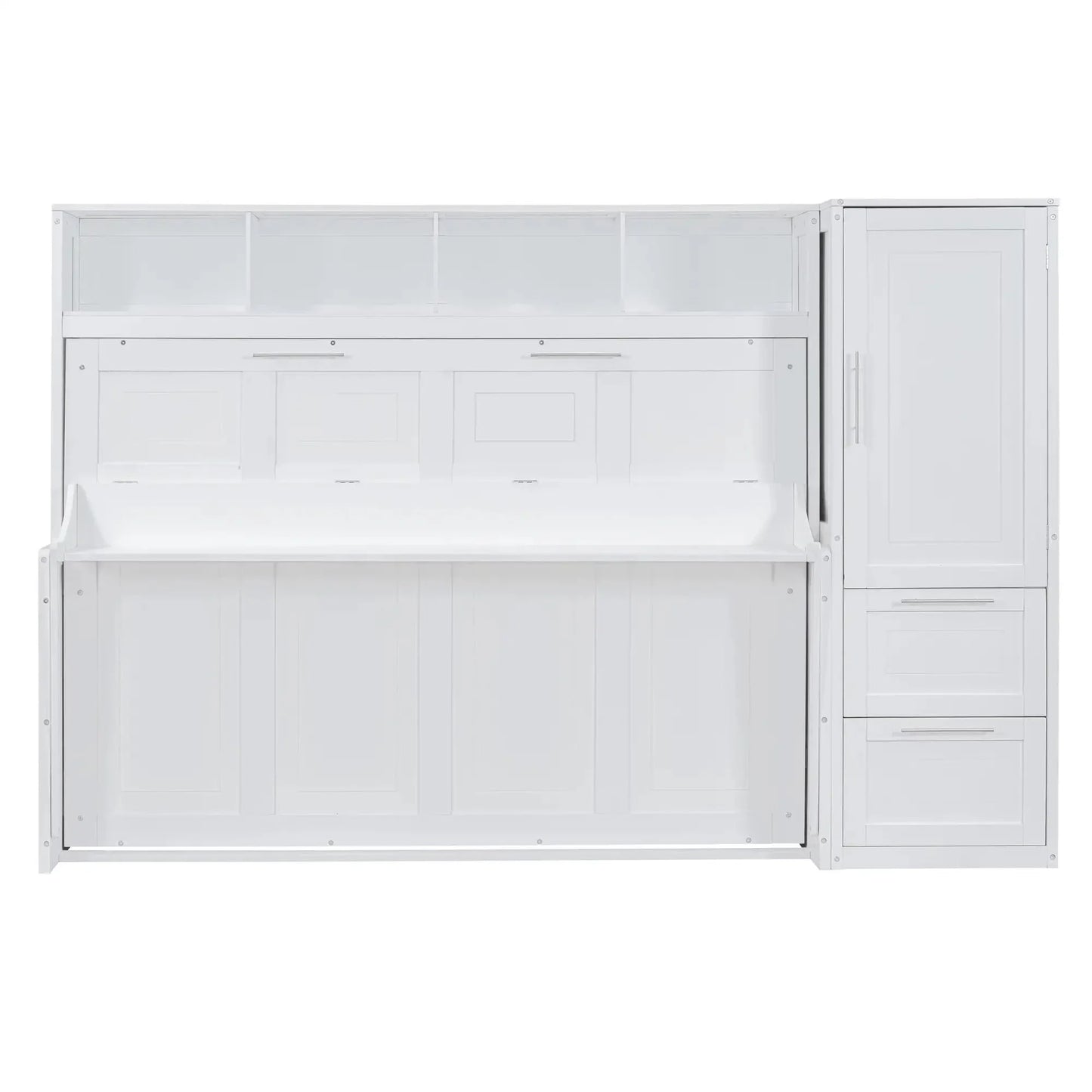 Aosom Murphy Wall Bed Full / White Murphy Bed with Storage and Closet - Available in 2 Sizes and 2 Colours