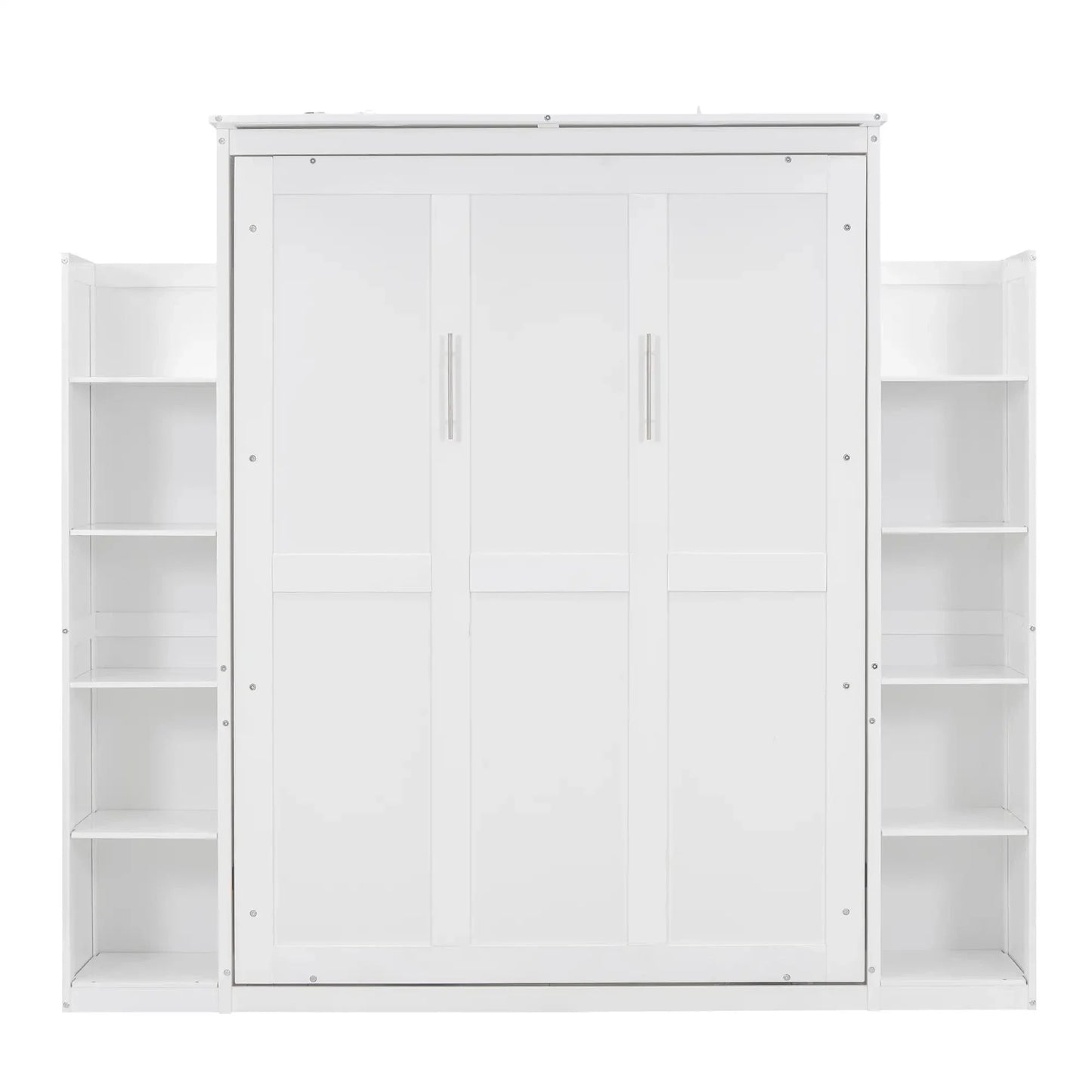 Aosom Murphy Wall Bed Full / White Murphy Wall Bed with Storage Shelves and LED Lights - Available in 2 Sizes and 2 Colours