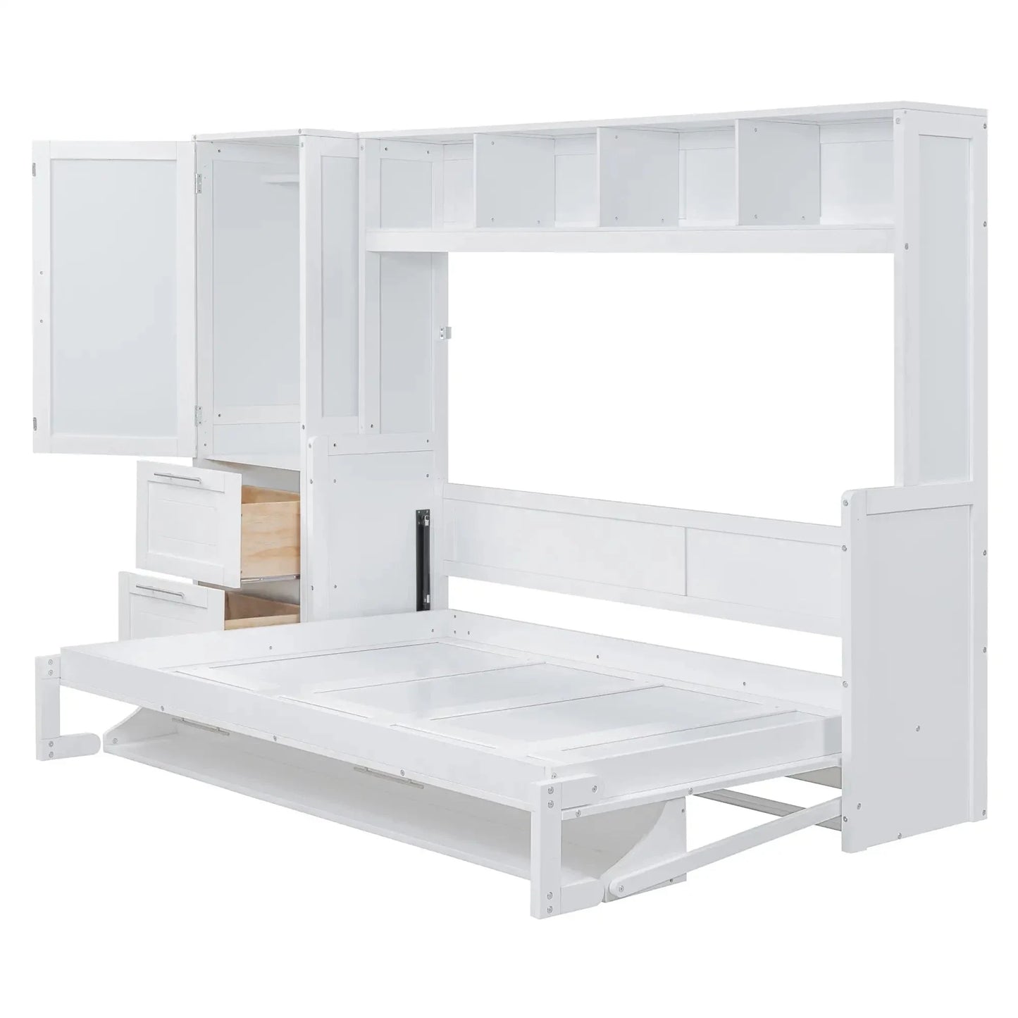 Aosom Murphy Wall Bed Murphy Bed with Storage and Closet - Available in 2 Sizes and 2 Colours