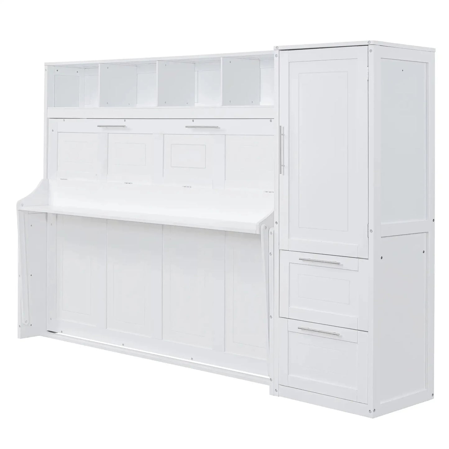 Aosom Murphy Wall Bed Murphy Bed with Storage and Closet - Available in 2 Sizes and 2 Colours