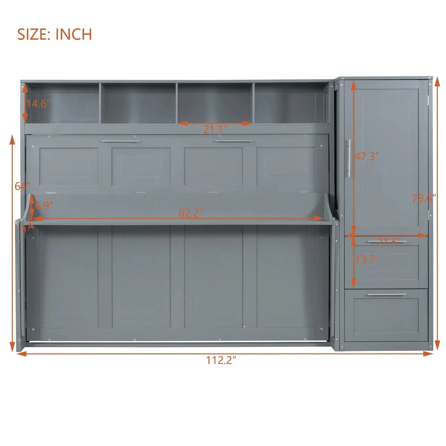Aosom Murphy Wall Bed Murphy Bed with Storage and Closet - Available in 2 Sizes and 2 Colours