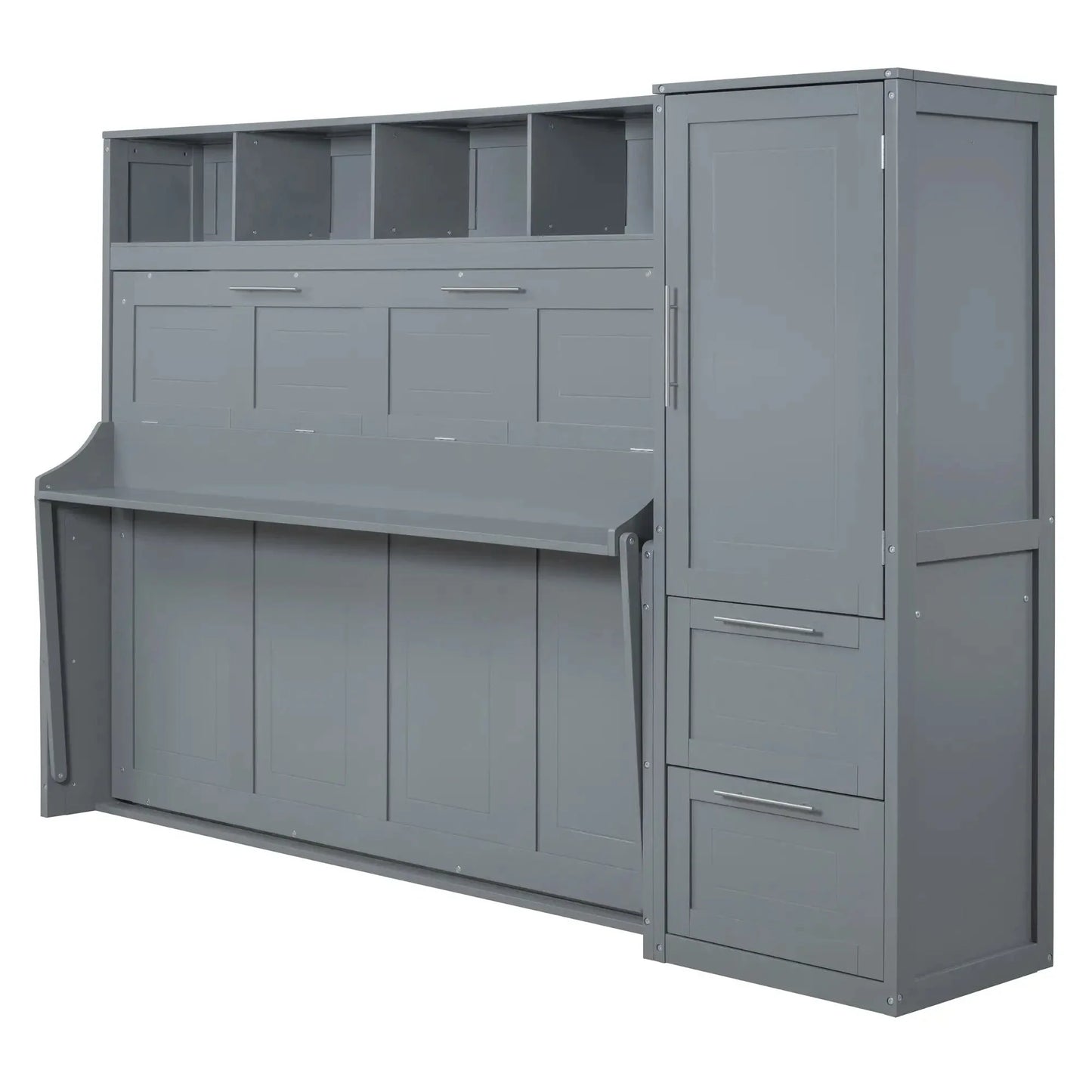 Aosom Murphy Wall Bed Murphy Bed with Storage and Closet - Available in 2 Sizes and 2 Colours