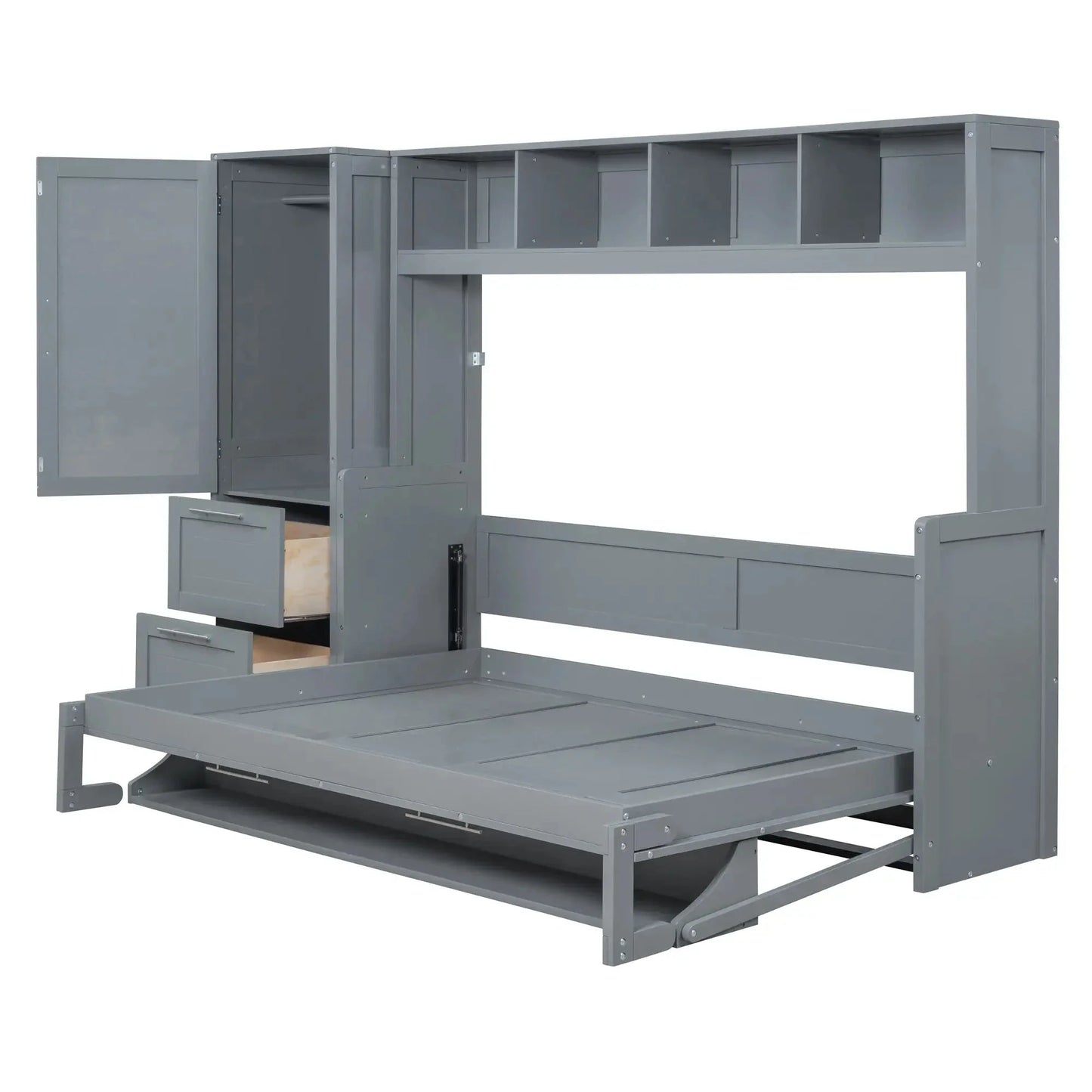 Aosom Murphy Wall Bed Murphy Bed with Storage and Closet - Available in 2 Sizes and 2 Colours