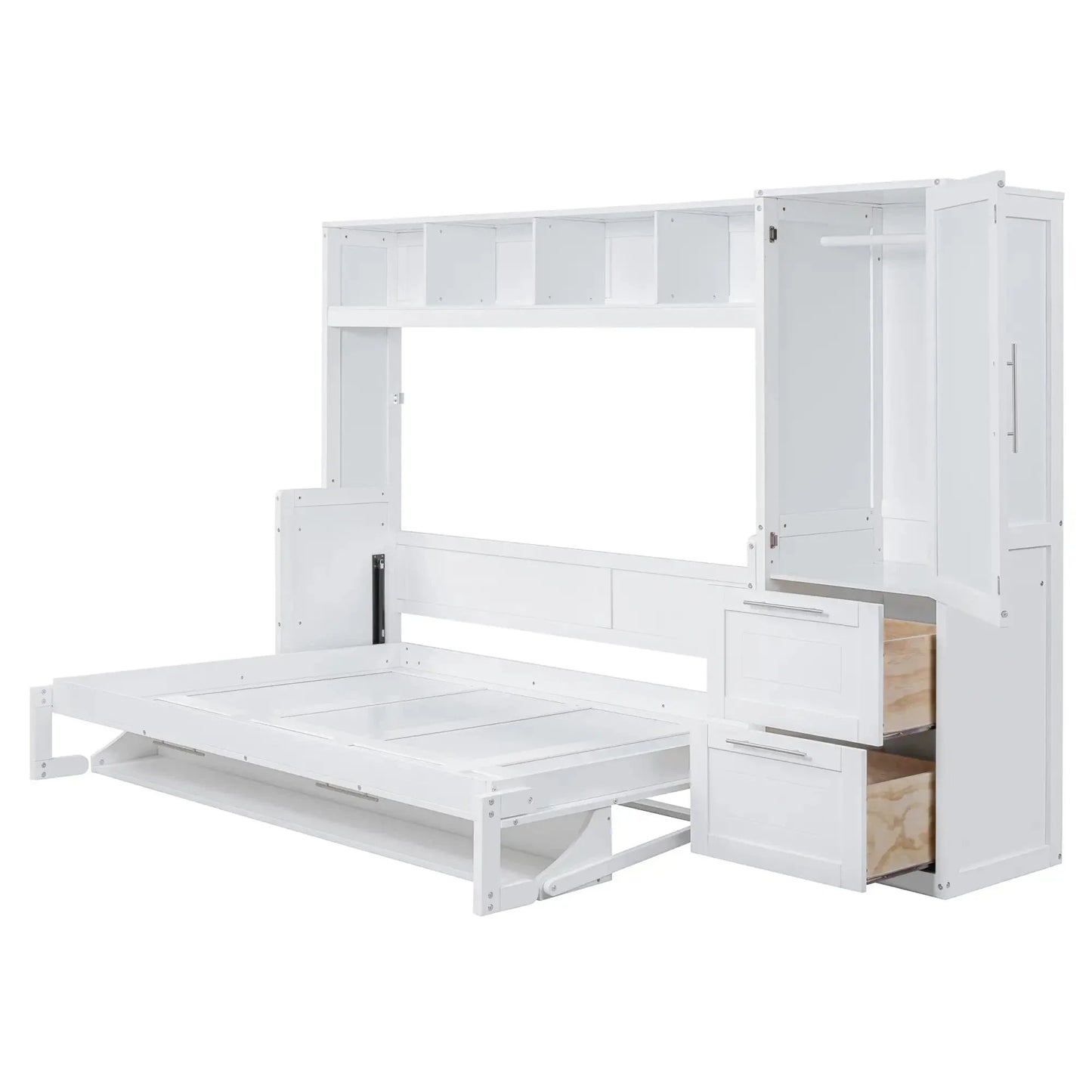 Aosom Murphy Wall Bed Murphy Bed with Storage and Closet - Available in 2 Sizes and 2 Colours