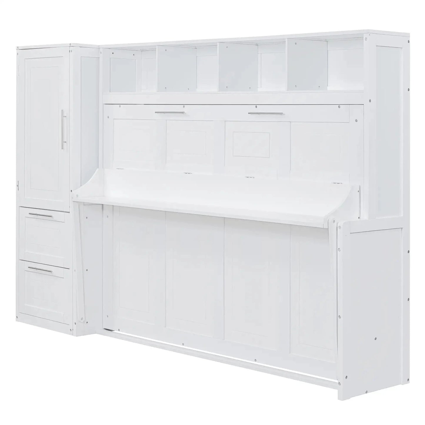 Aosom Murphy Wall Bed Murphy Bed with Storage and Closet - Available in 2 Sizes and 2 Colours
