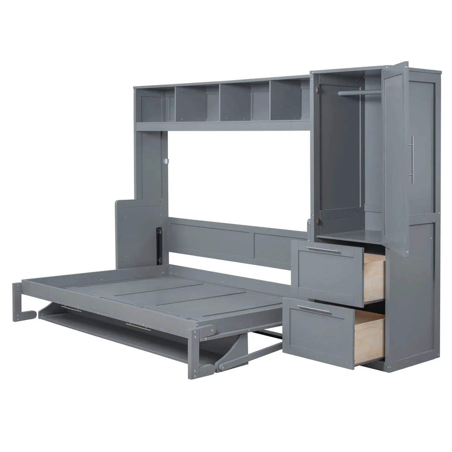Aosom Murphy Wall Bed Murphy Bed with Storage and Closet - Available in 2 Sizes and 2 Colours