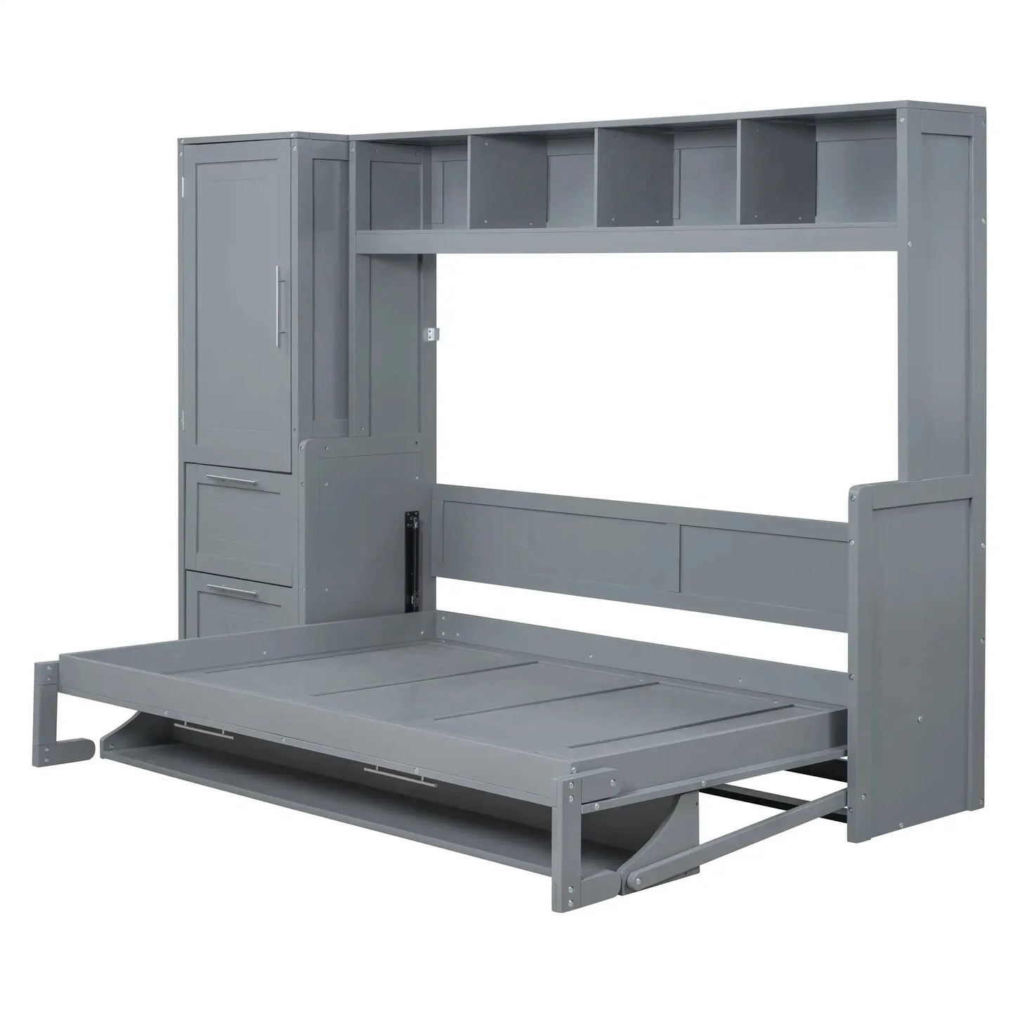 Aosom Murphy Wall Bed Murphy Bed with Storage and Closet - Available in 2 Sizes and 2 Colours