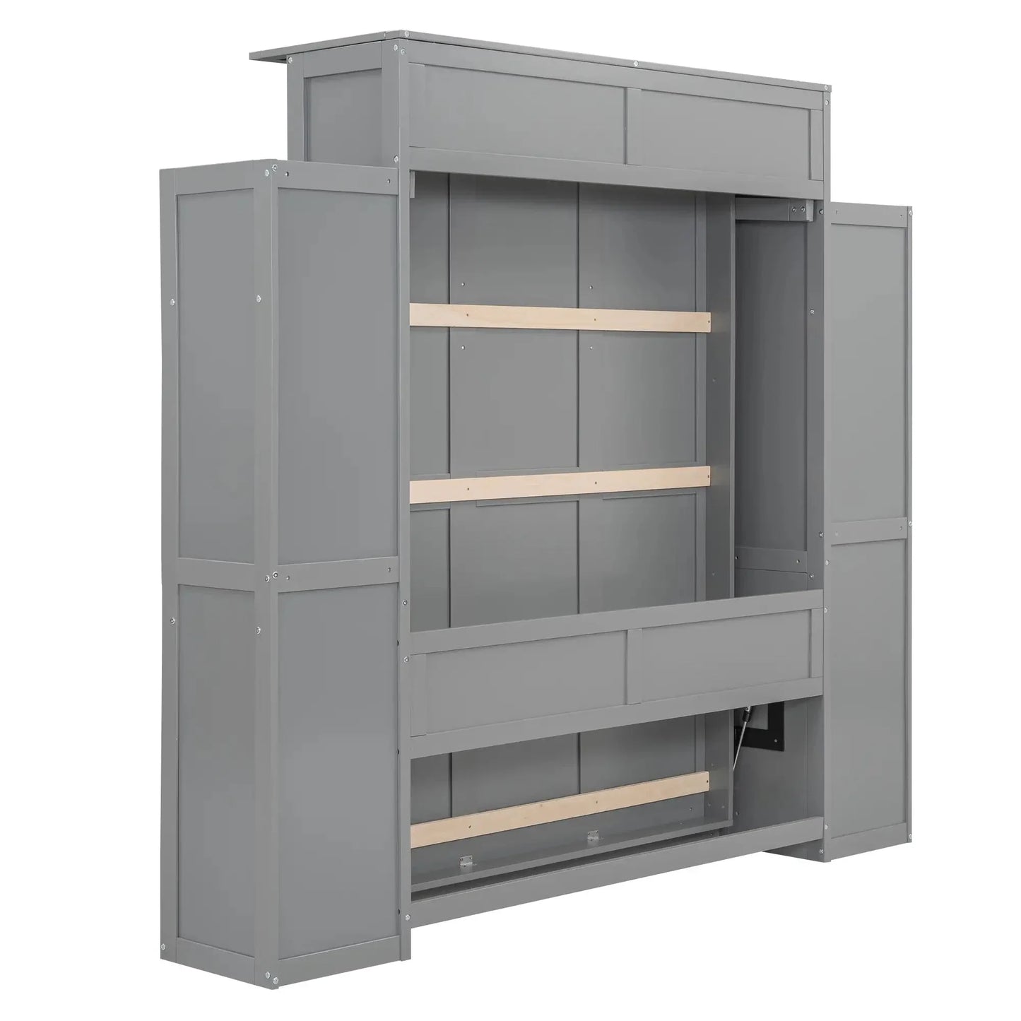 Aosom Murphy Wall Bed Murphy Wall Bed with Storage Shelves and LED Lights - Available in 2 Sizes and 2 Colours