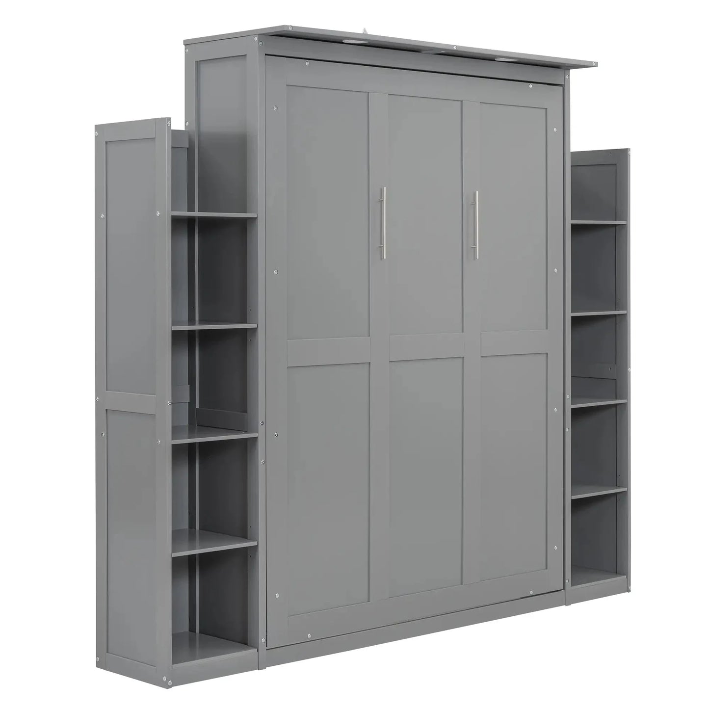 Aosom Murphy Wall Bed Murphy Wall Bed with Storage Shelves and LED Lights - Available in 2 Sizes and 2 Colours
