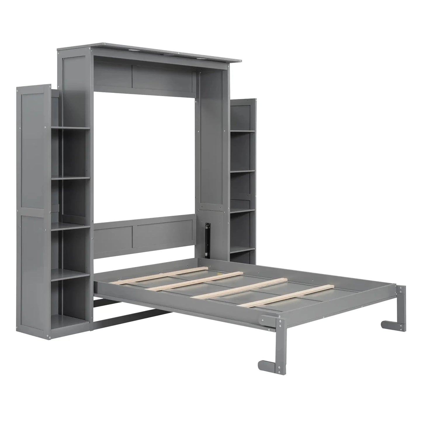 Aosom Murphy Wall Bed Murphy Wall Bed with Storage Shelves and LED Lights - Available in 2 Sizes and 2 Colours