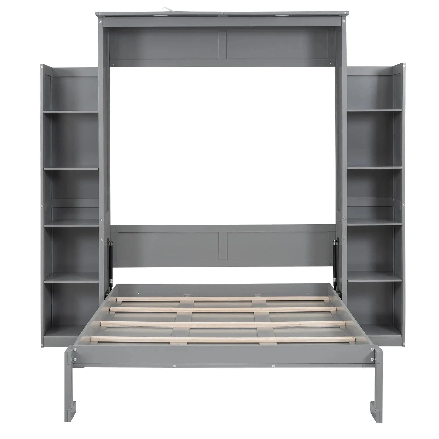 Aosom Murphy Wall Bed Murphy Wall Bed with Storage Shelves and LED Lights - Available in 2 Sizes and 2 Colours