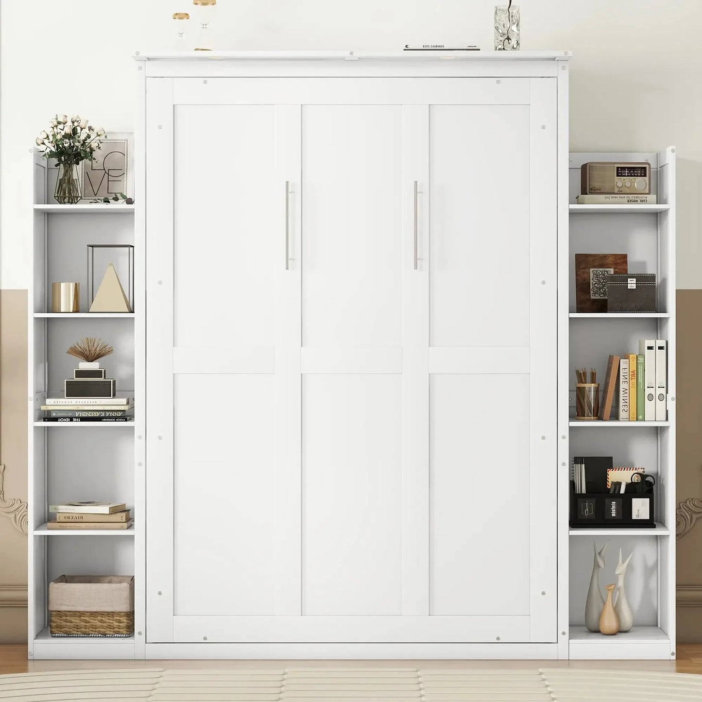 Aosom Murphy Wall Bed Murphy Wall Bed with Storage Shelves and LED Lights - Available in 2 Sizes and 2 Colours