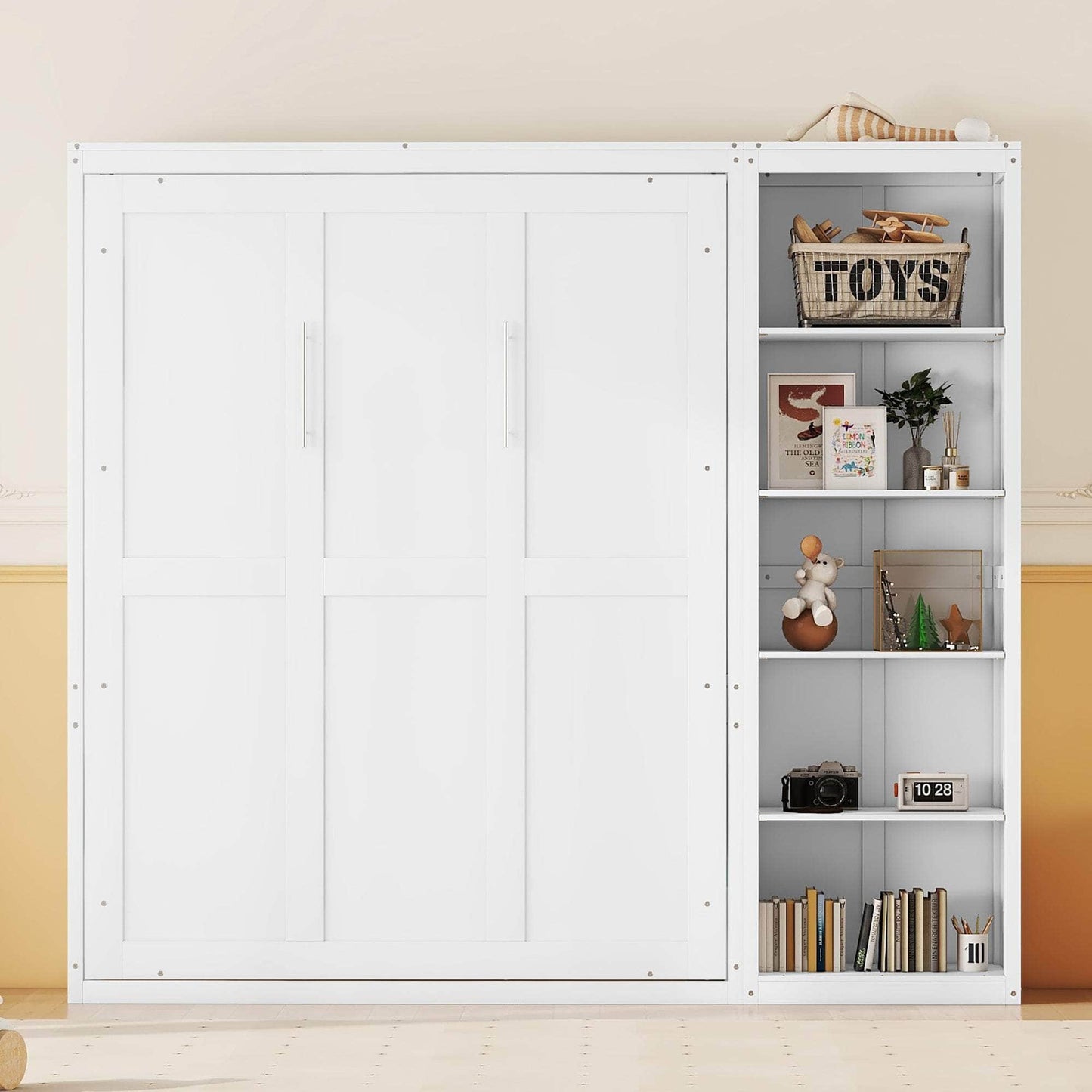 Aosom Murphy Wall Bed Murphy Wall Bed with Storage Shelves - Available in 2 Sizes and 2 Colours