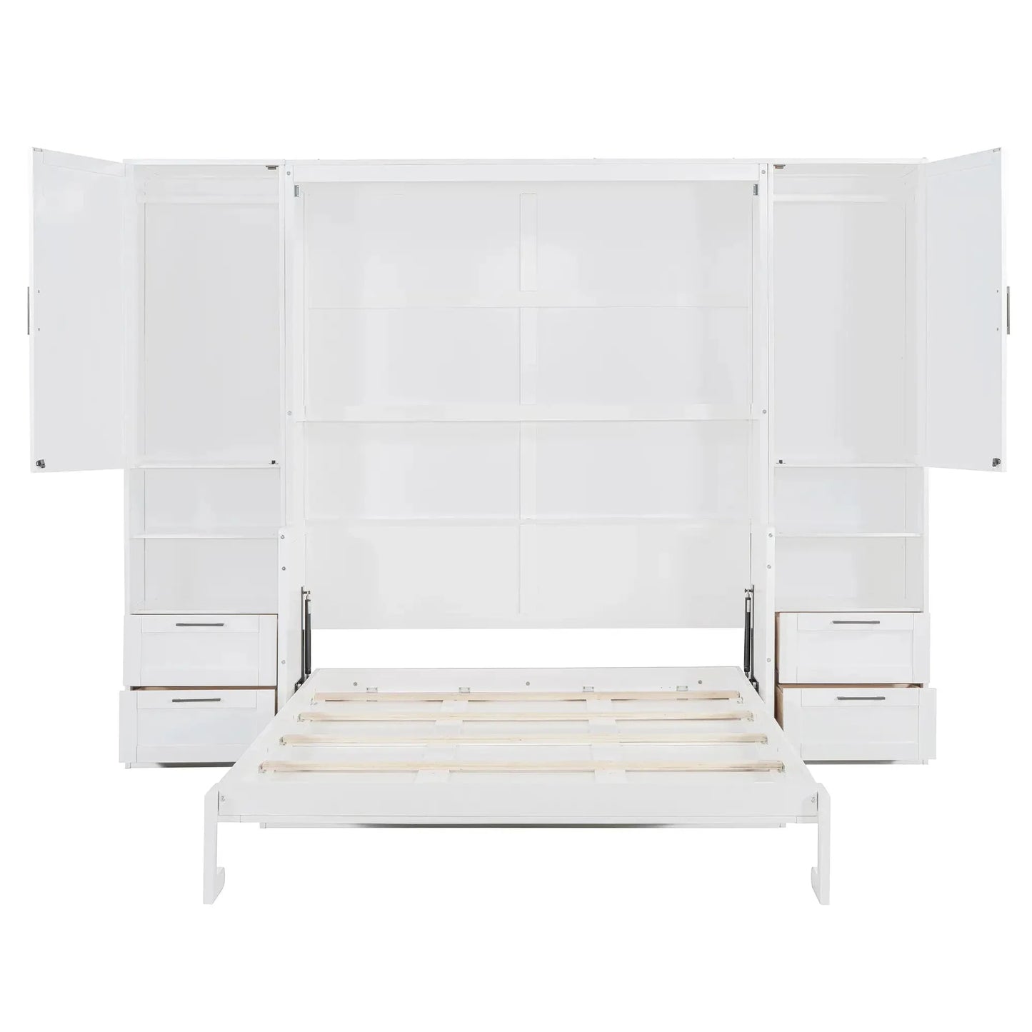 Aosom Murphy Wall Bed Queen Size Murphy Wall Bed with Storage, Drawers and Shelves - Available in 2 Colours
