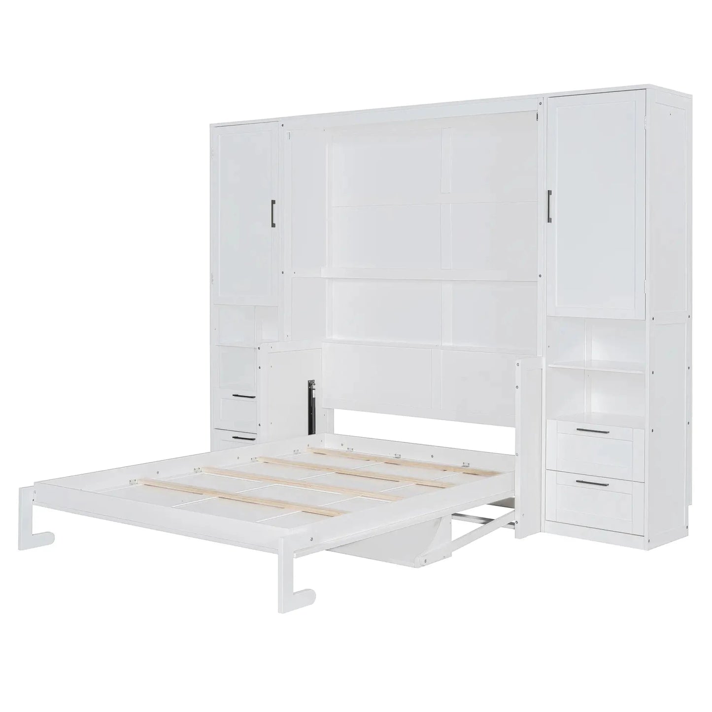 Aosom Murphy Wall Bed Queen Size Murphy Wall Bed with Storage, Drawers and Shelves - Available in 2 Colours