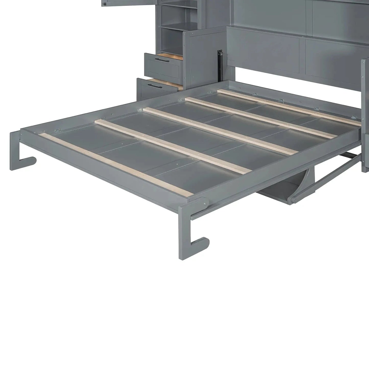 Aosom Murphy Wall Bed Queen Size Murphy Wall Bed with Storage, Drawers and Shelves - Available in 2 Colours