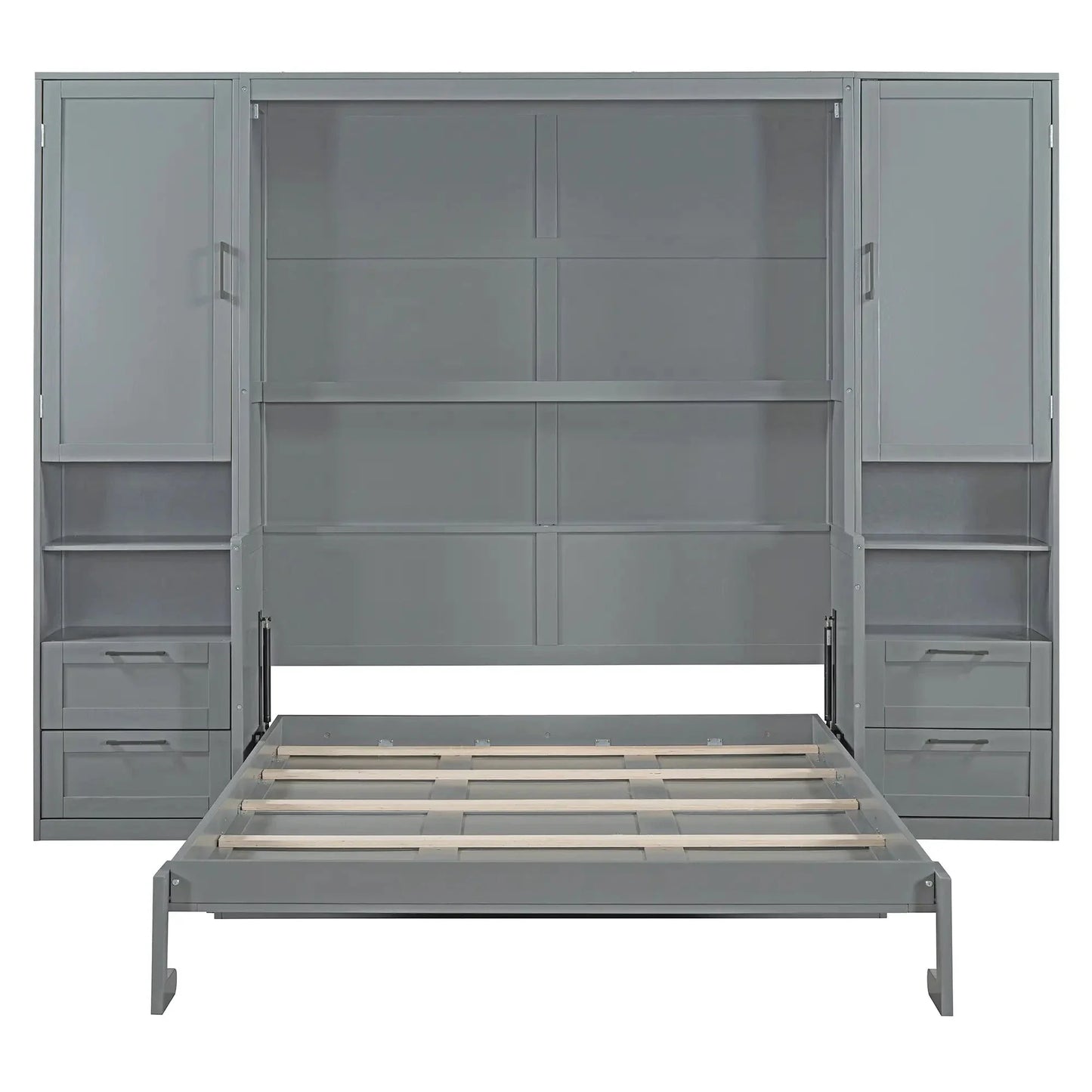Aosom Murphy Wall Bed Queen Size Murphy Wall Bed with Storage, Drawers and Shelves - Available in 2 Colours