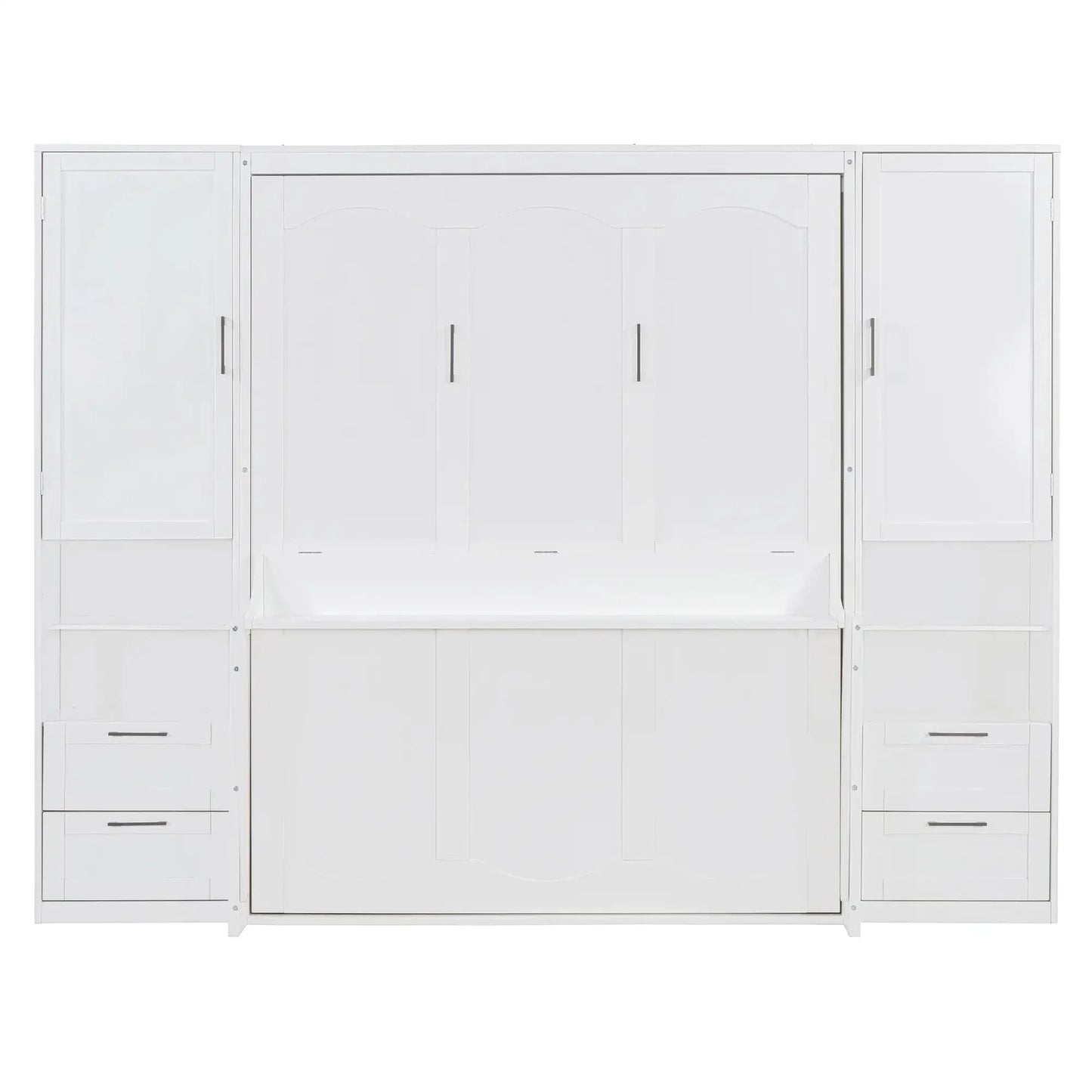 Aosom Murphy Wall Bed White Queen Size Murphy Wall Bed with Storage, Drawers and Shelves - Available in 2 Colours