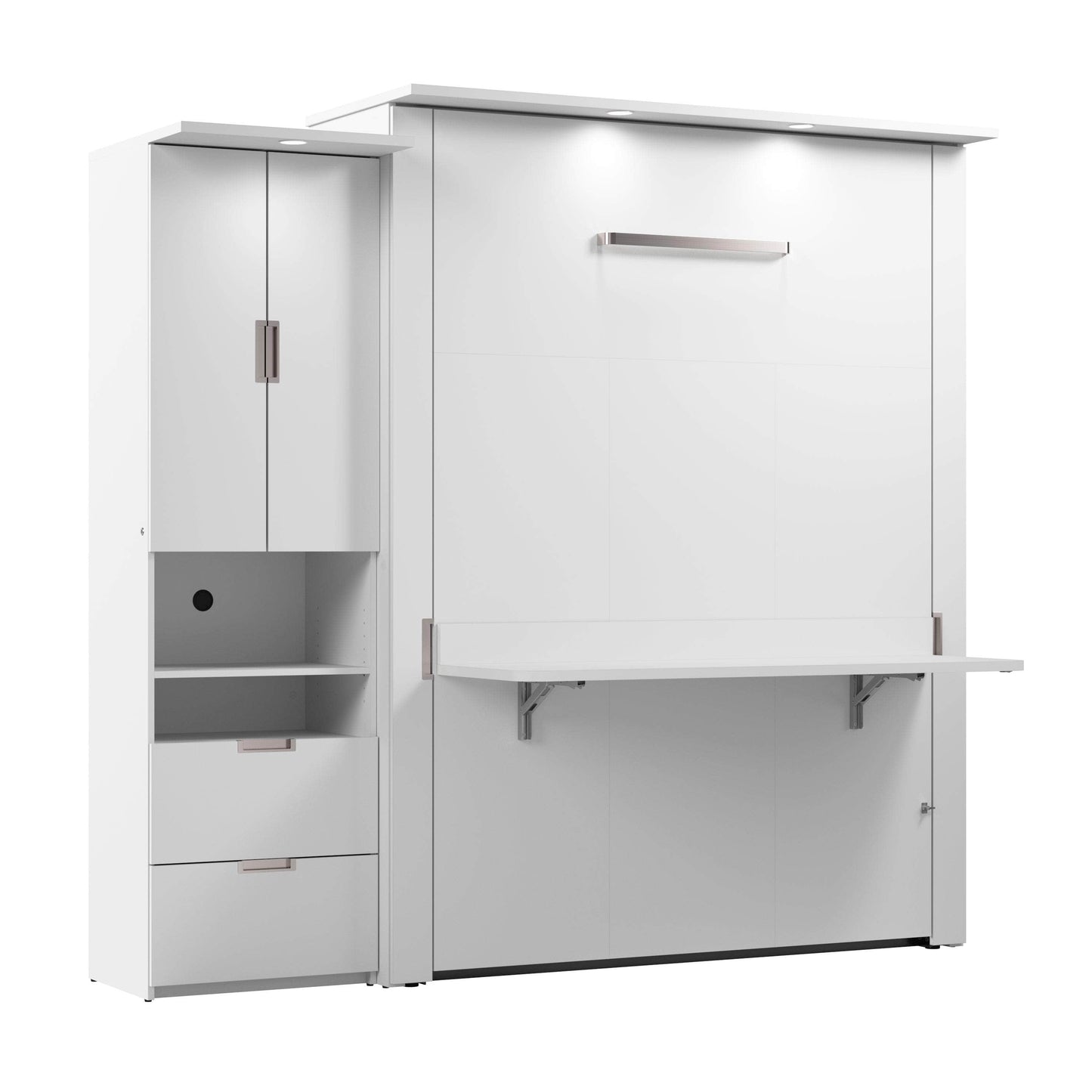 Modubox Murphy Wall Bed Lumina Queen Murphy Bed with Desk and 1 Storage Unit - Available in 2 Colours