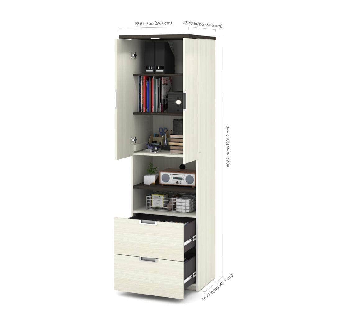 Modubox Murphy Wall Bed Lumina Queen Murphy Bed with Desk and 1 Storage Unit in White Chocolate