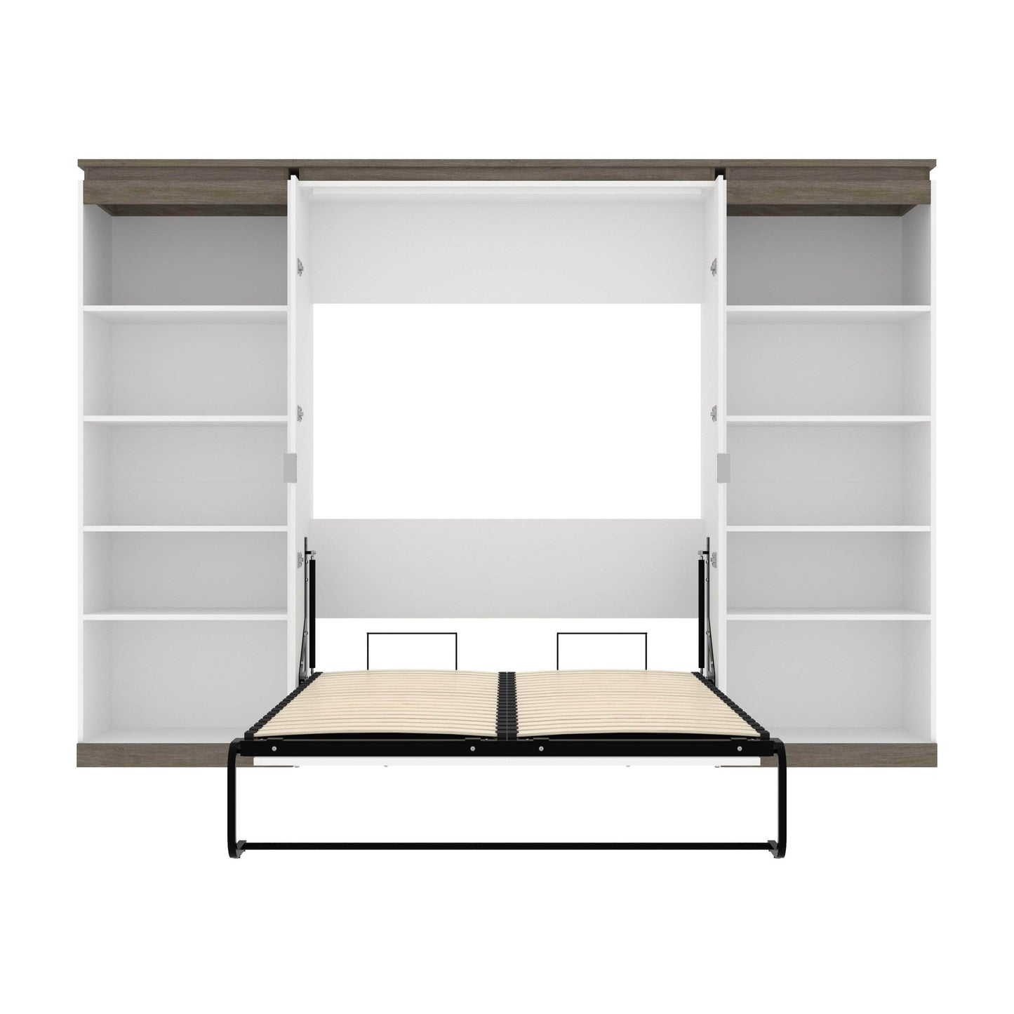 Modubox Murphy Wall Bed Orion 118"W Full Murphy Wall Bed and 2 Shelving Units - Available in 2 Colours