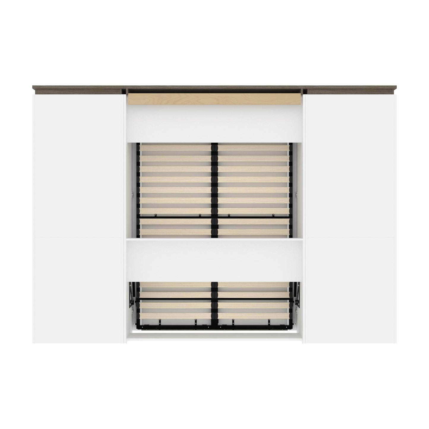 Modubox Murphy Wall Bed Orion 118"W Full Murphy Wall Bed with 2 Storage Cabinets and Pull-Out Shelves - Available in 2 Colours
