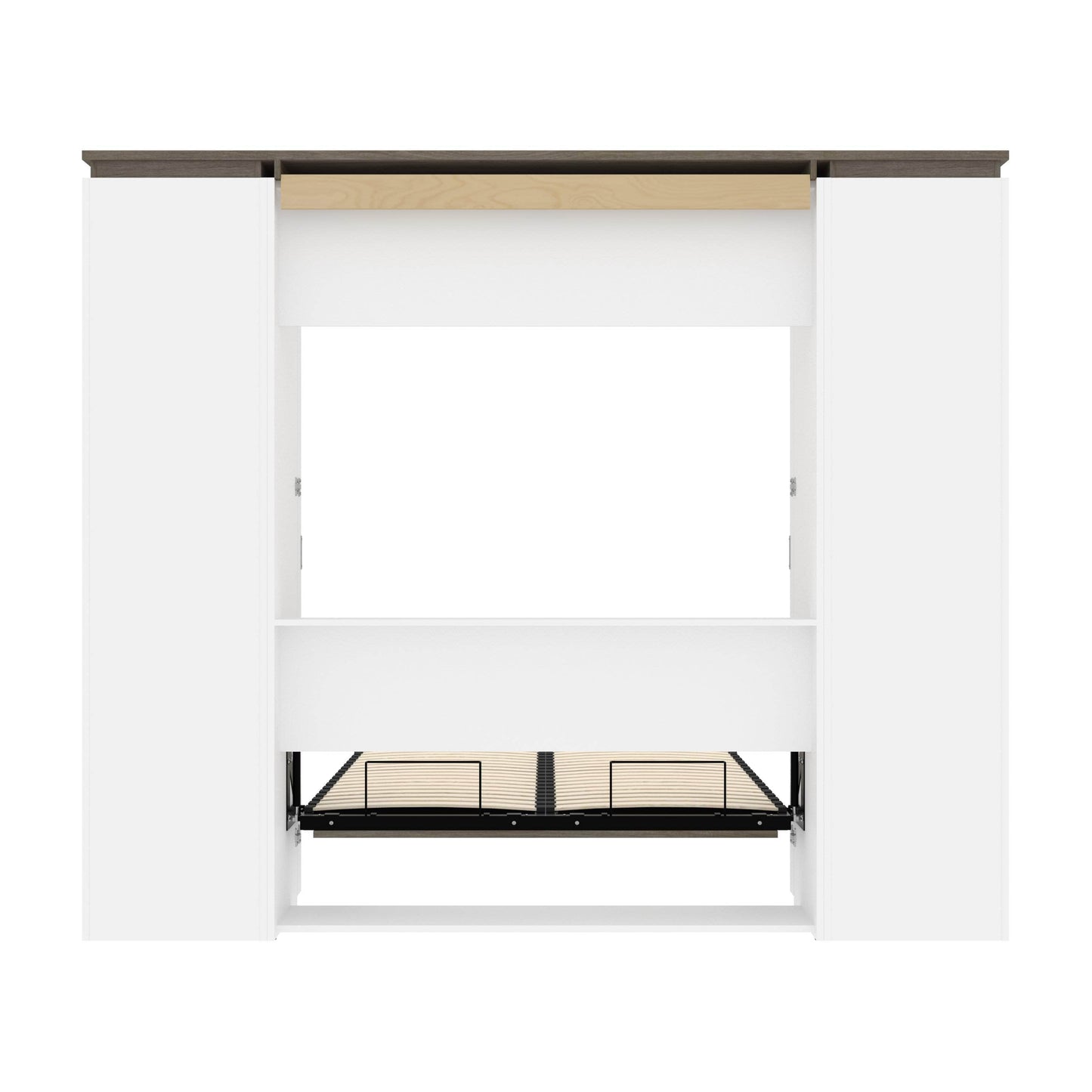 Modubox Murphy Wall Bed Orion 98"W Full Murphy Wall Bed with 2 Narrow Shelving Units and Drawers - Available in 2 Colours
