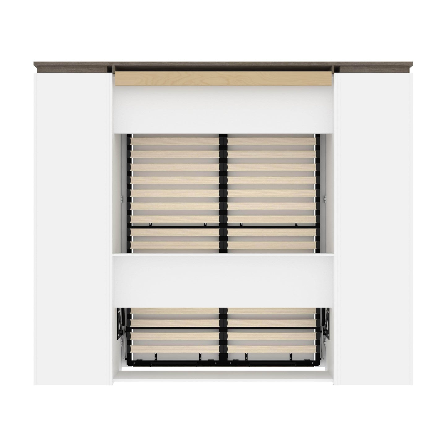 Modubox Murphy Wall Bed Orion 98"W Full Murphy Wall Bed with 2 Storage Cabinets and Pull-Out Shelves - Available in 2 Colours