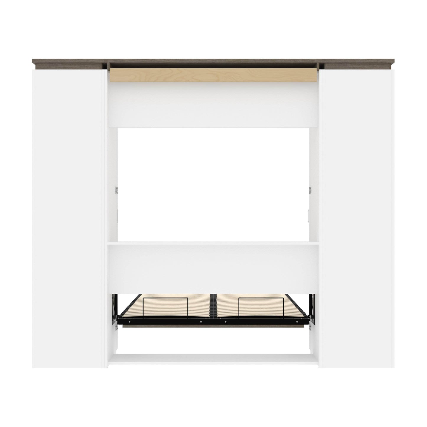 Modubox Murphy Wall Bed Orion 98"W Full Murphy Wall Bed with 2 Storage Cabinets and Pull-Out Shelves - Available in 2 Colours