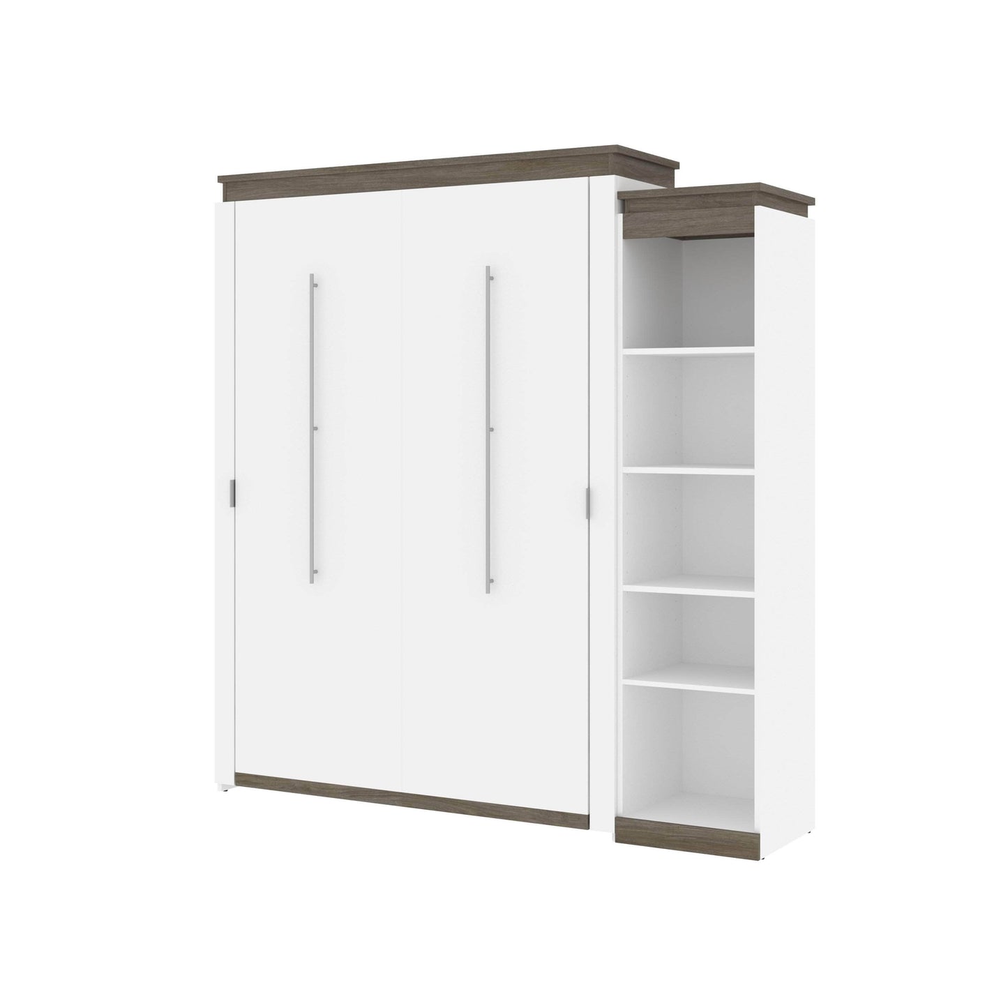 Modubox Murphy Wall Bed Orion Queen Murphy Wall Bed with Narrow Shelving Unit - Available in 2 Colours
