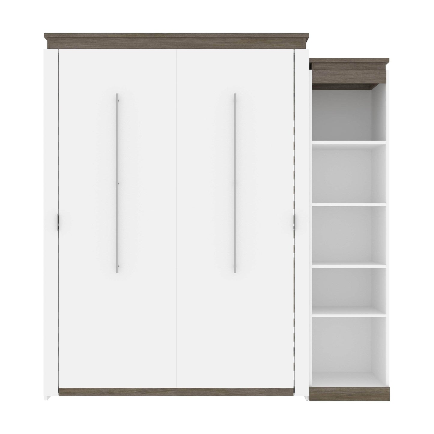 Modubox Murphy Wall Bed Orion Queen Murphy Wall Bed with Narrow Shelving Unit - Available in 2 Colours