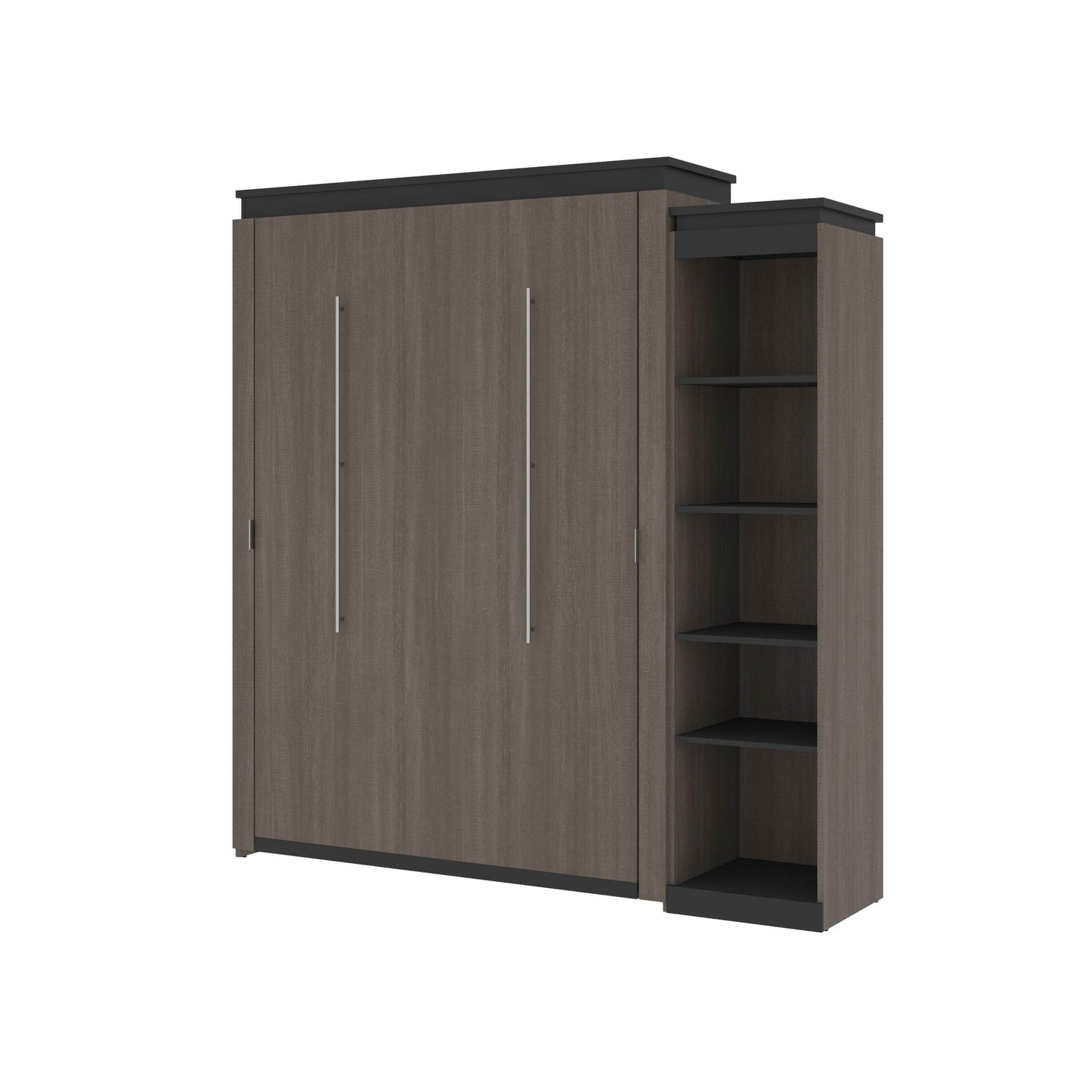 Modubox Murphy Wall Bed Orion Queen Murphy Wall Bed with Narrow Shelving Unit - Available in 2 Colours