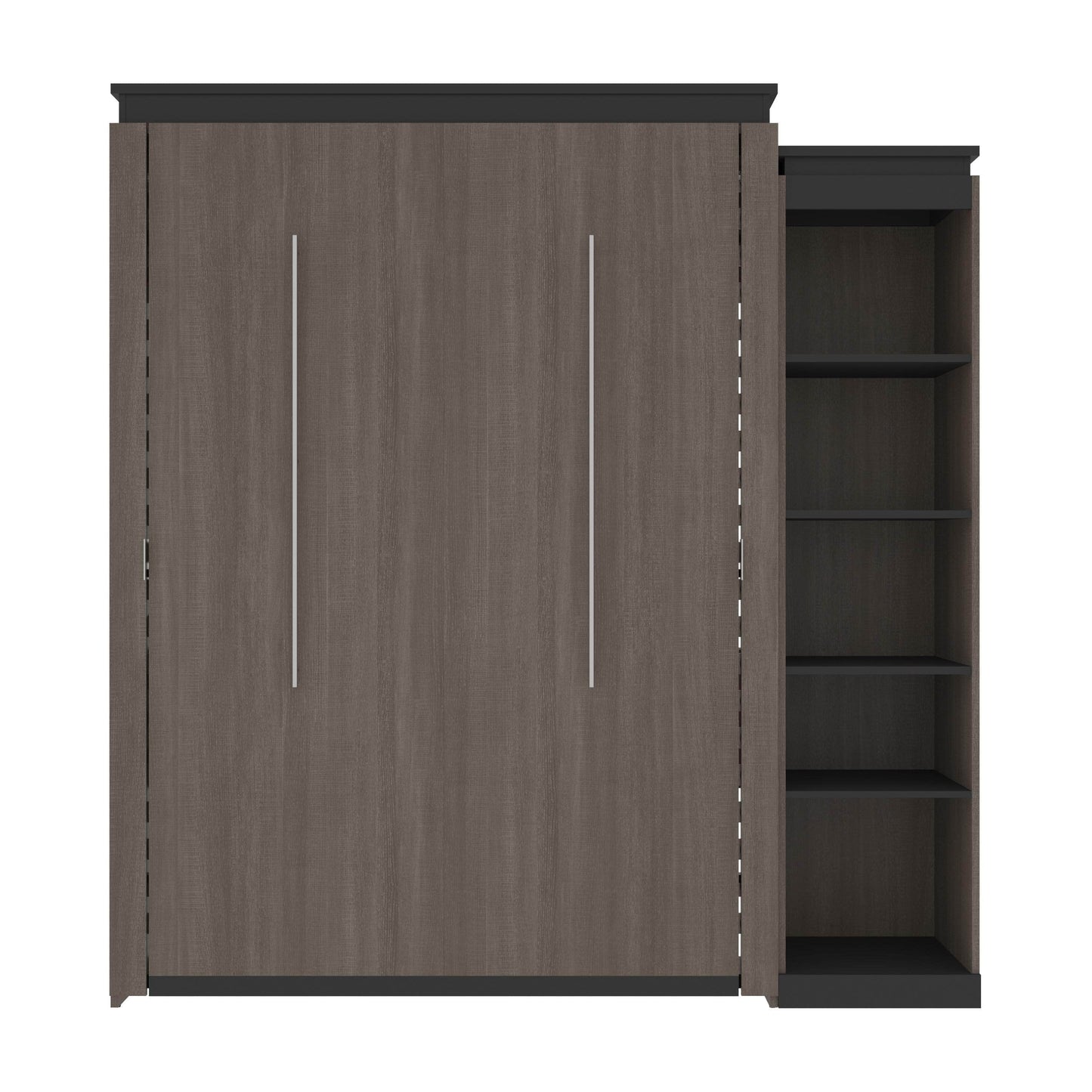 Modubox Murphy Wall Bed Orion Queen Murphy Wall Bed with Narrow Shelving Unit - Available in 2 Colours