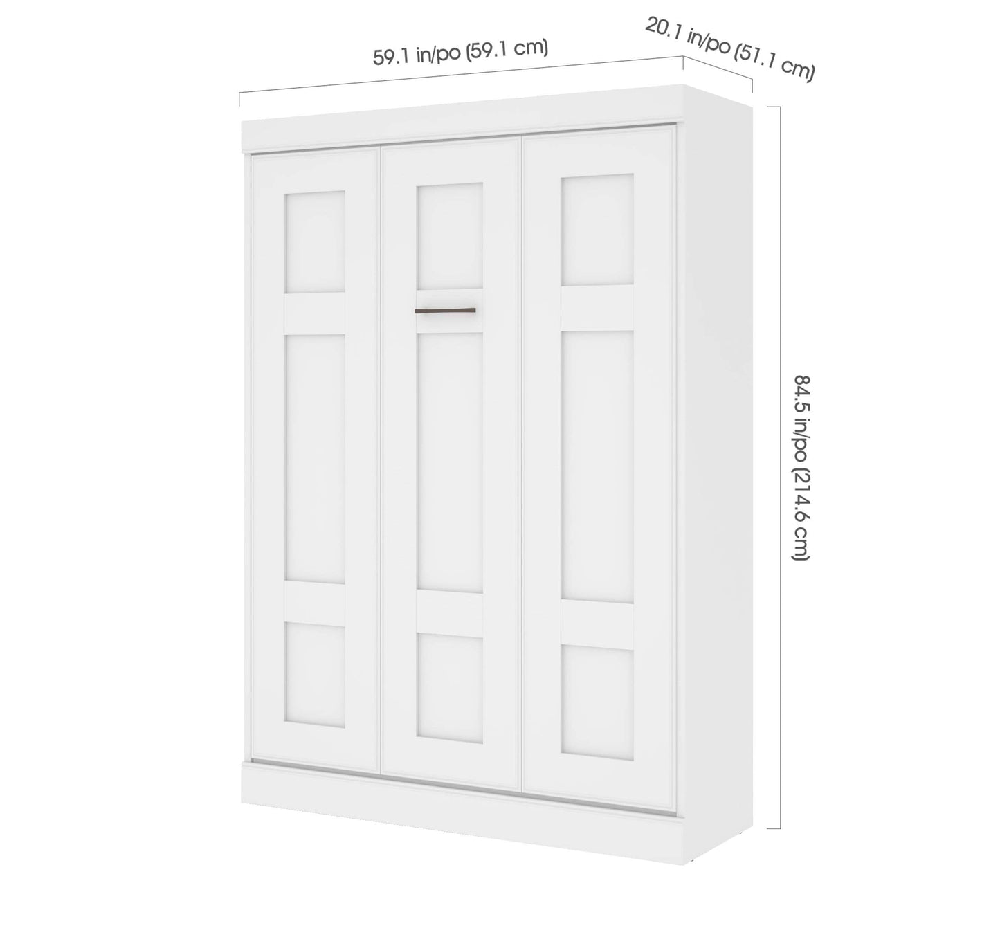 Modubox Murphy Wall Bed White Edge 60W Full Murphy Wall Bed - White