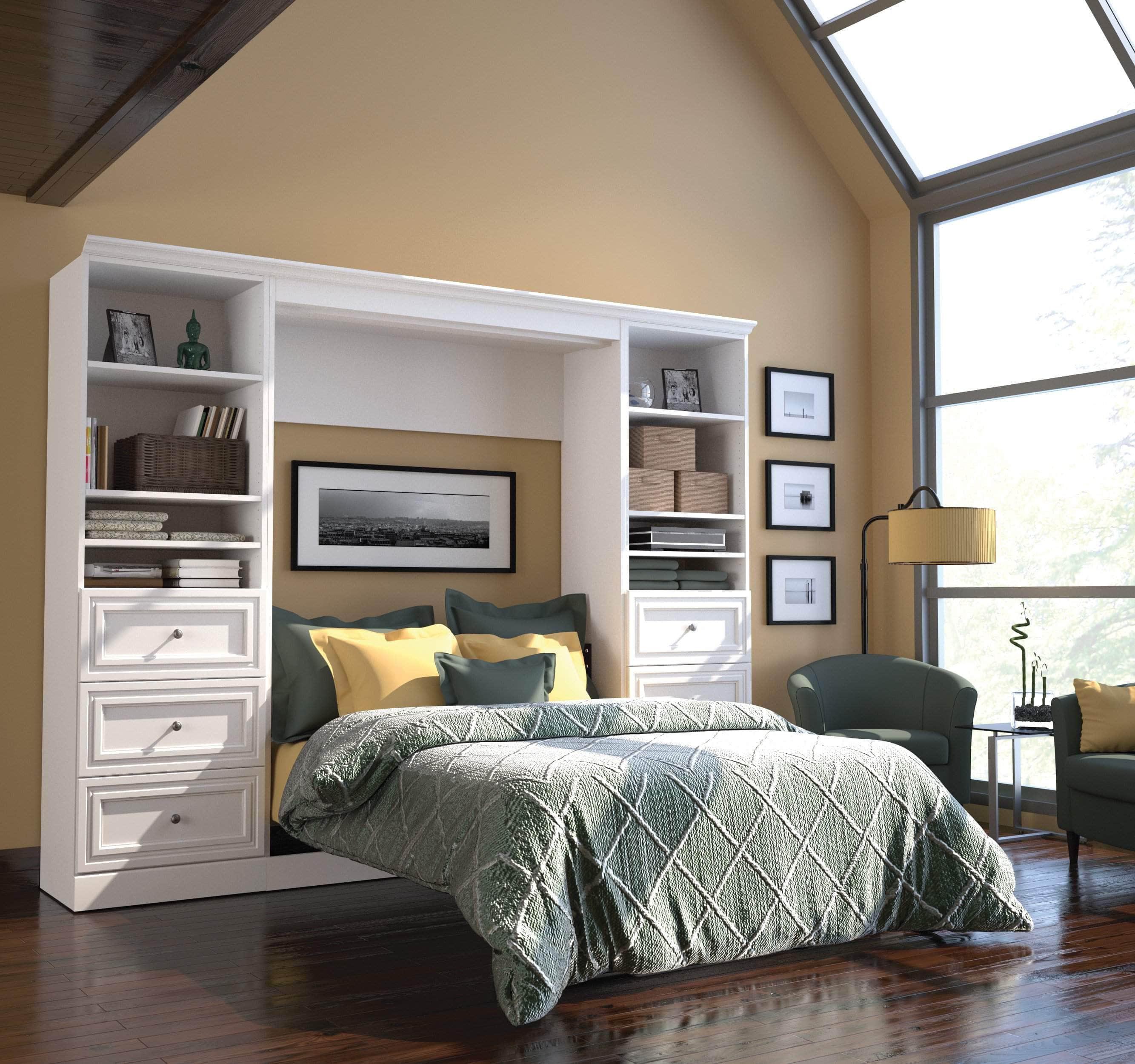 Modubox Versatile Full Murphy Wall Bed and 2 Storage Units with Drawers ...