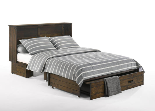 Night and Day Murphy Cabinet Bed Big Sky Murphy Cabinet Bed with Gel Memory Foam Mattress in Wildwood Brown