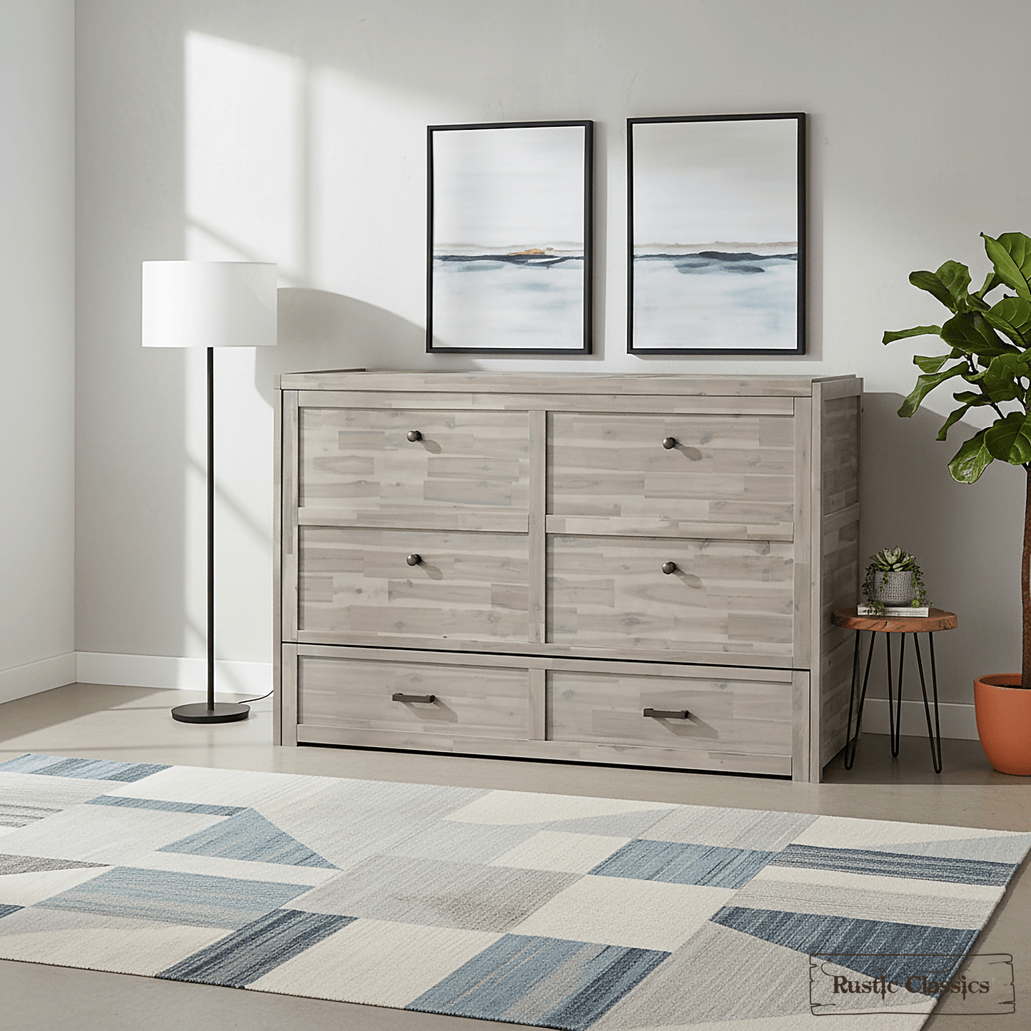 Rustic Classics Murphy Bed Stow Queen Size Murphy Bed Cabinet with Gel Memory Foam Mattress - Available in 4 Colours