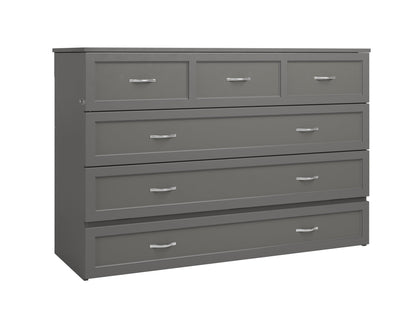 AFI Furnishings Afi Northfield Size Murphy Bed Chest with 6" Matteress, Storage Drawer, & Built-in Charger Queen siz in Grey
