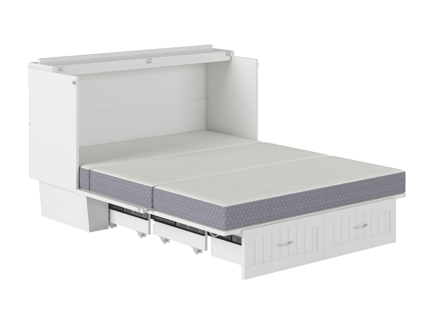 AFI Furnishings Afi Nantucket Murphy Bed Chest with 6" Matteress, Storage Drawer & Built-in Charger Queen siz in White
