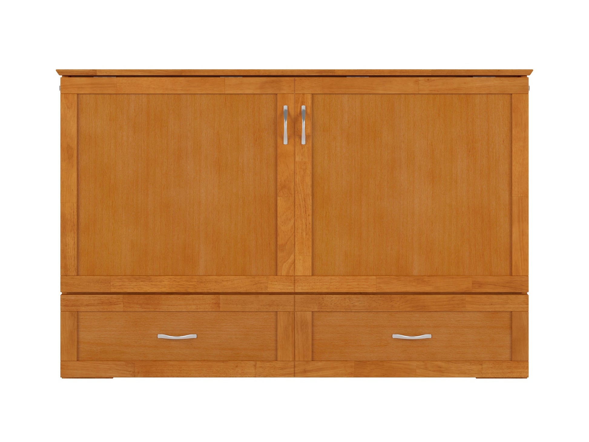 AFI Furnishings Afi Hamiltonne Murphy Bed Chest with 6" Matteress, Storage Drawer, & Built-in Charger Queen siz in Light Toffee