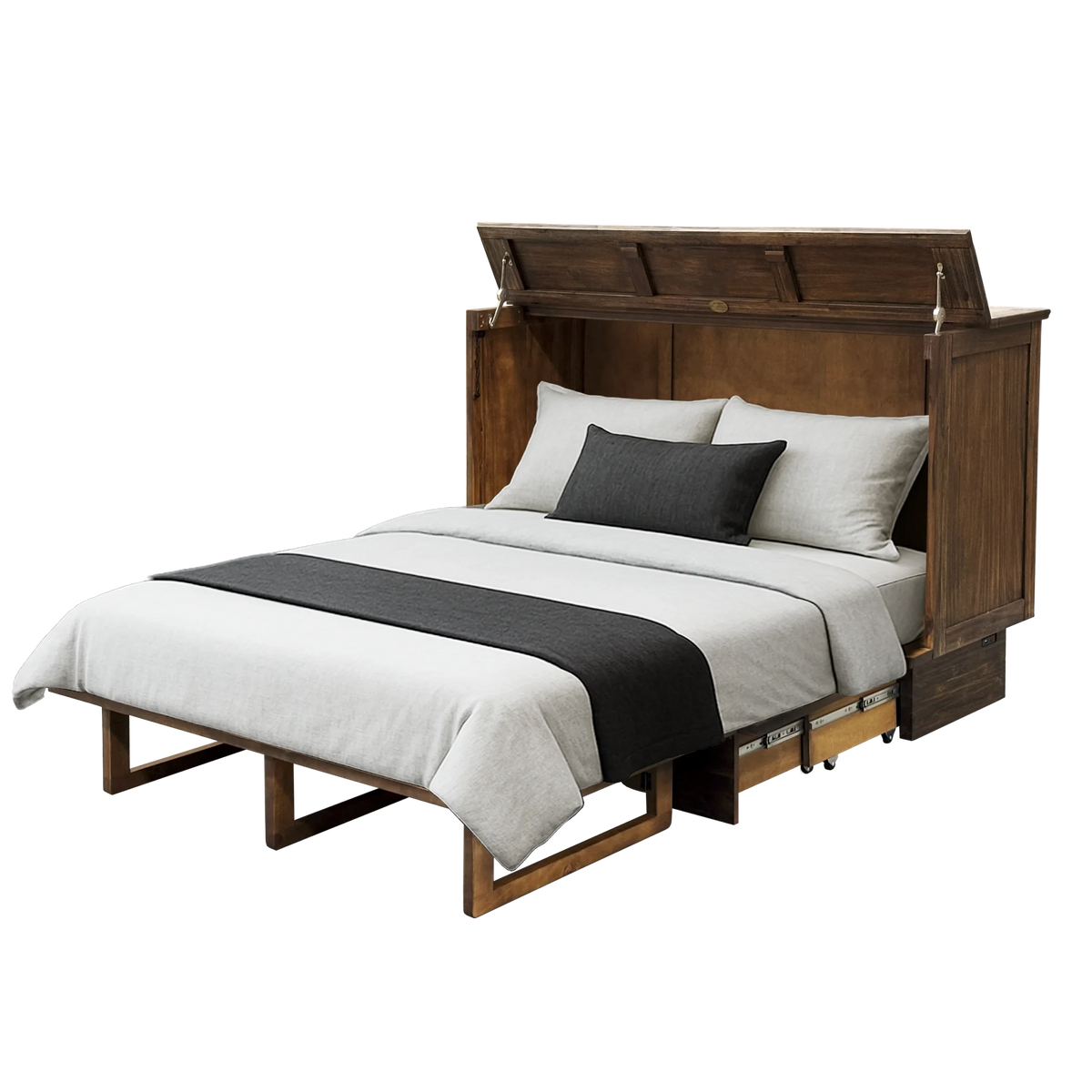 Tuscany Murphy Cabinet Bed in Brushed Acacia - Available in 2 Sizes