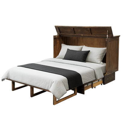 Tuscany Murphy Cabinet Bed in Brushed Acacia - Available in 2 Sizes