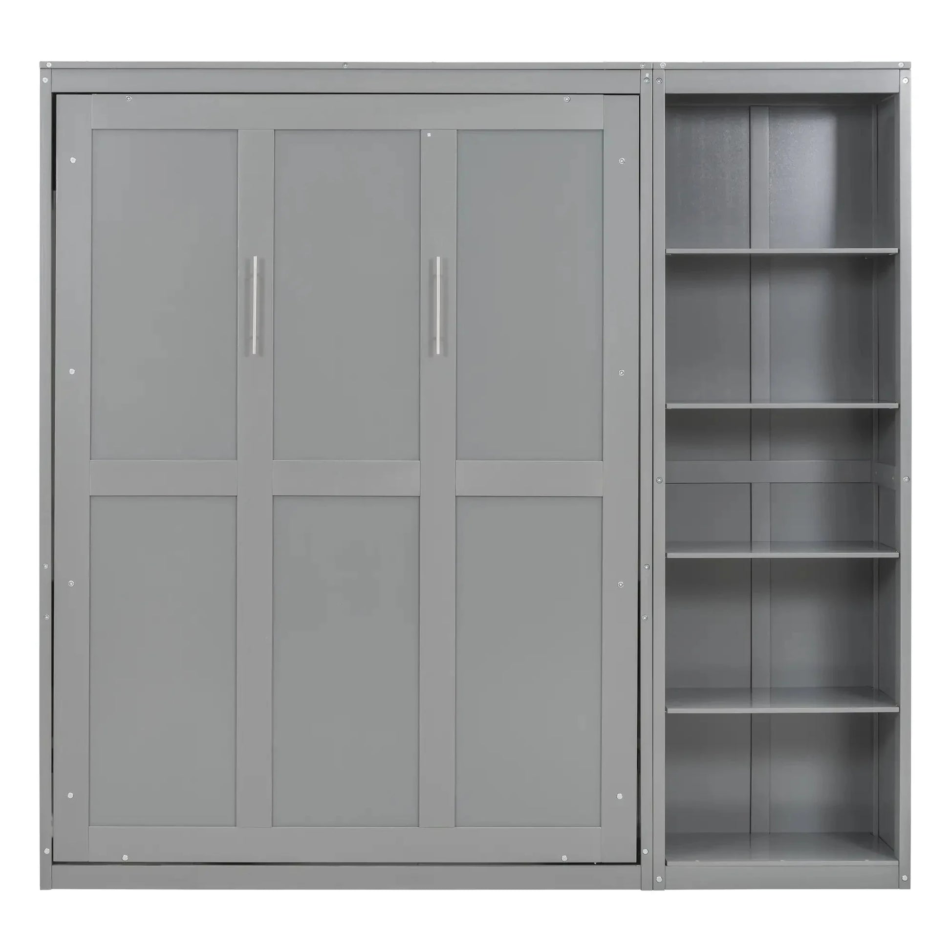Aosom Murphy Wall Bed Full / Grey Murphy Wall Bed with Storage Shelves - Available in 2 Sizes and 2 Colours
