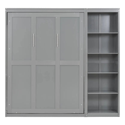 Aosom Murphy Wall Bed Full / Grey Murphy Wall Bed with Storage Shelves - Available in 2 Sizes and 2 Colours