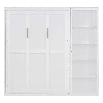 Aosom Murphy Wall Bed Full / White Murphy Wall Bed with Storage Shelves - Available in 2 Sizes and 2 Colours