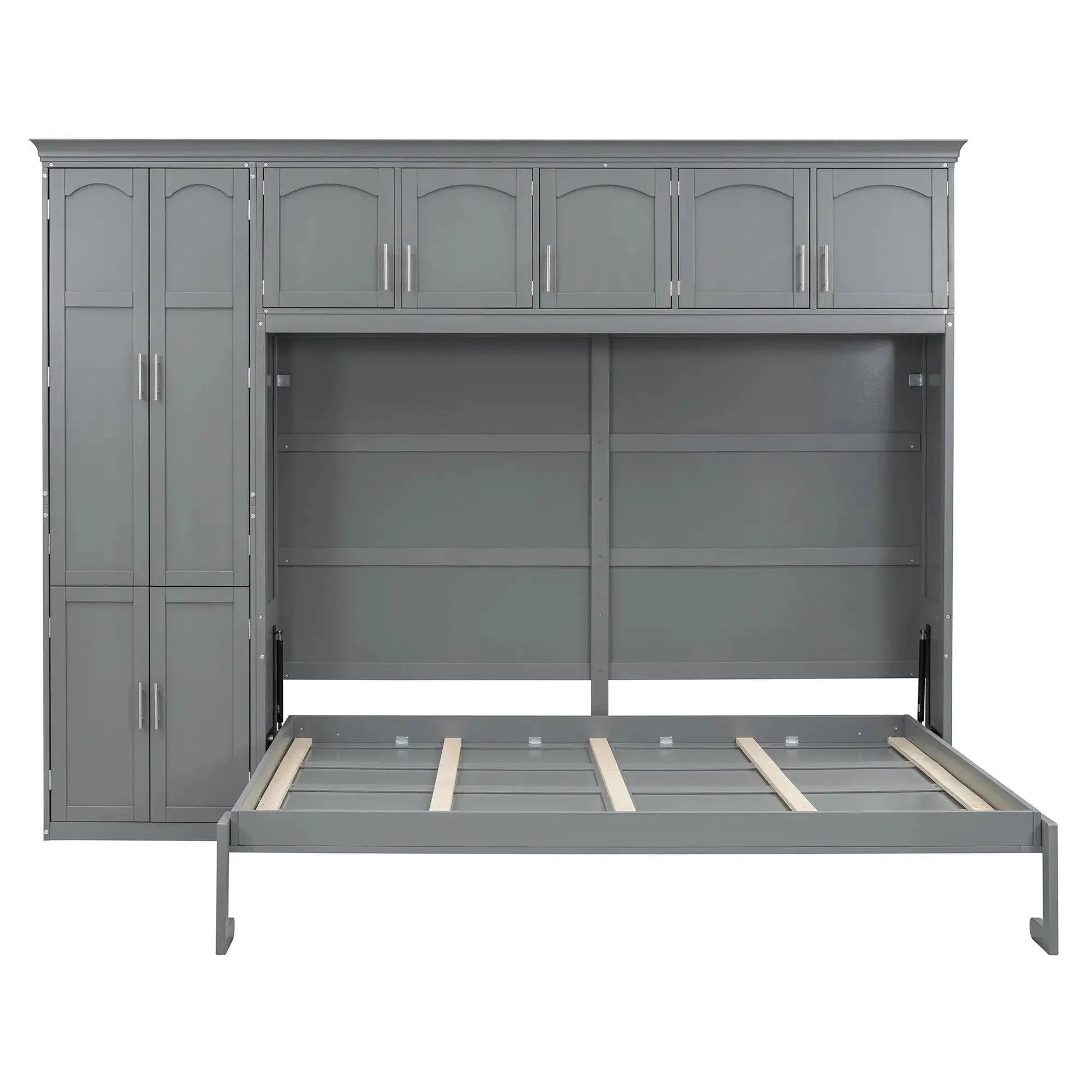 Aosom Murphy Wall Bed Grey Queen Size Murphy Wall Bed with Storage - Available in 2 Colours