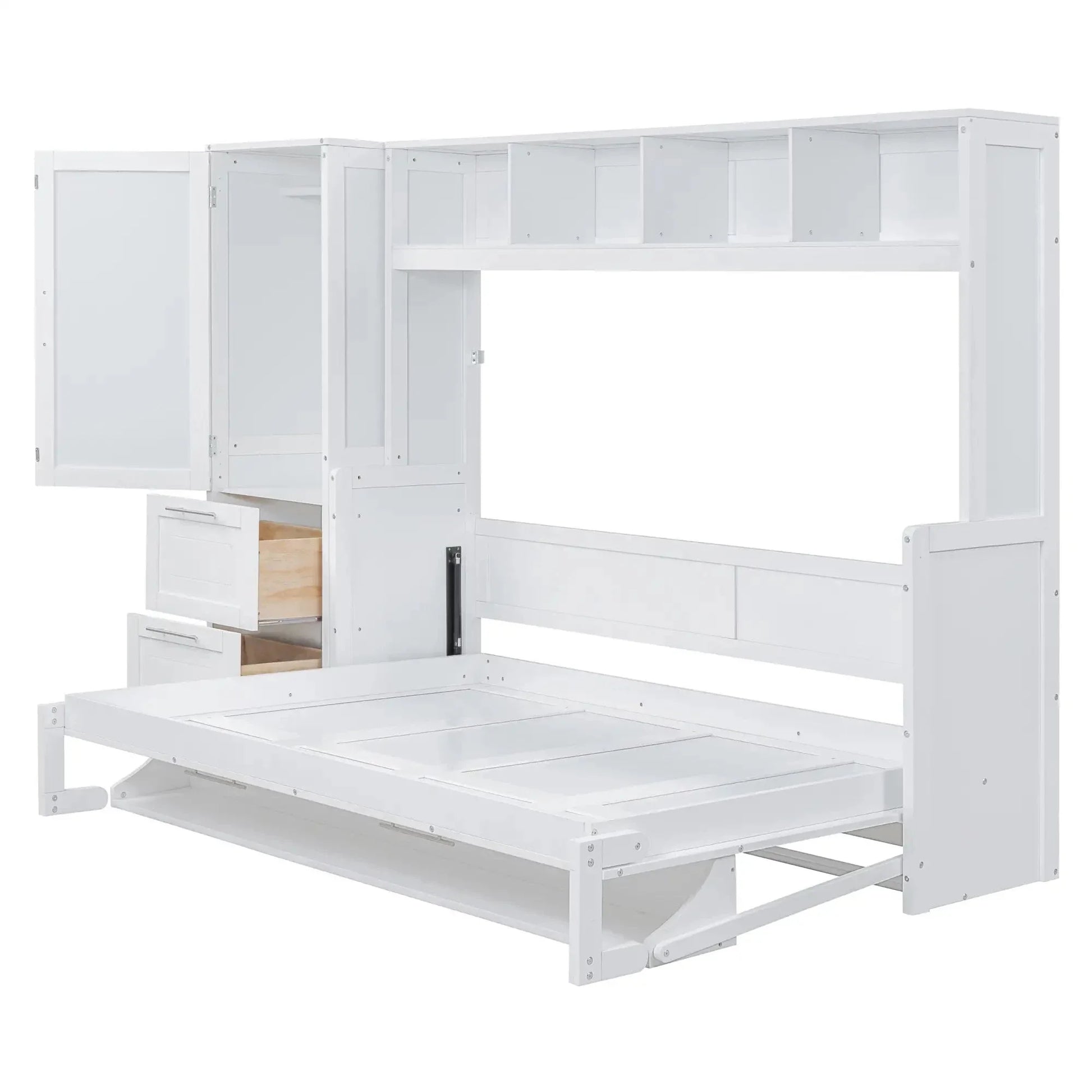 Aosom Murphy Wall Bed Murphy Bed with Storage and Closet - Available in 2 Sizes and 2 Colours