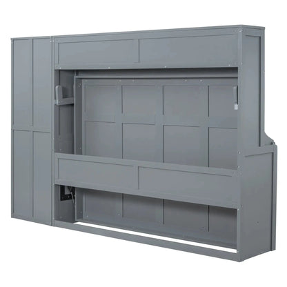 Aosom Murphy Wall Bed Murphy Bed with Storage and Closet - Available in 2 Sizes and 2 Colours