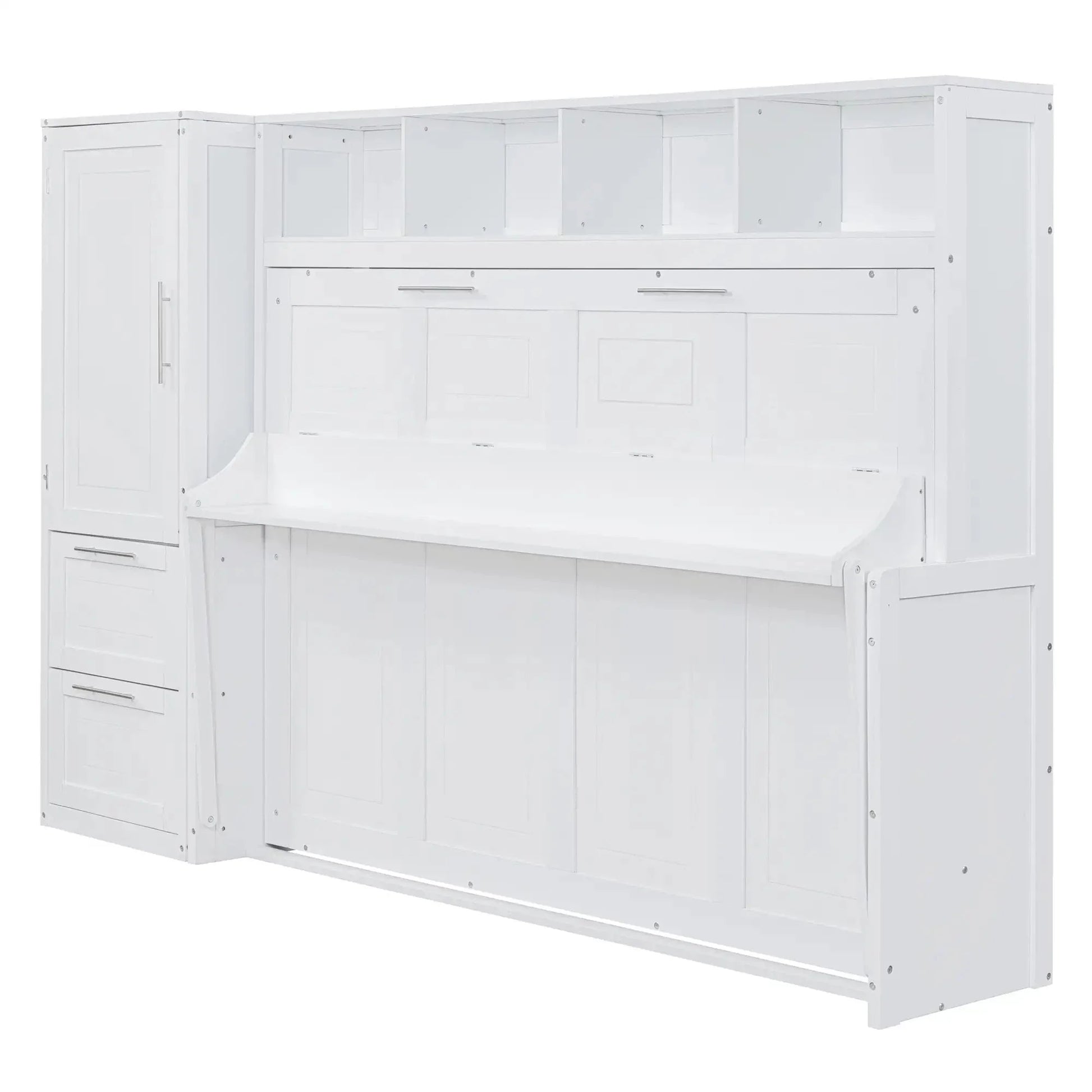 Aosom Murphy Wall Bed Murphy Bed with Storage and Closet - Available in 2 Sizes and 2 Colours
